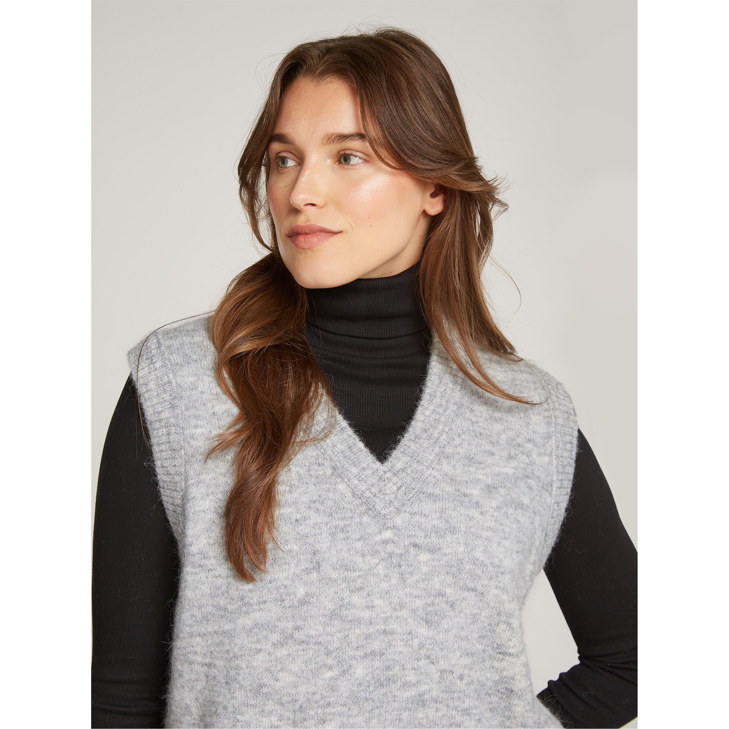 Gris Heather - Calvin Klein Jeans - Women's Textured Knitted Sweater Vests - 3