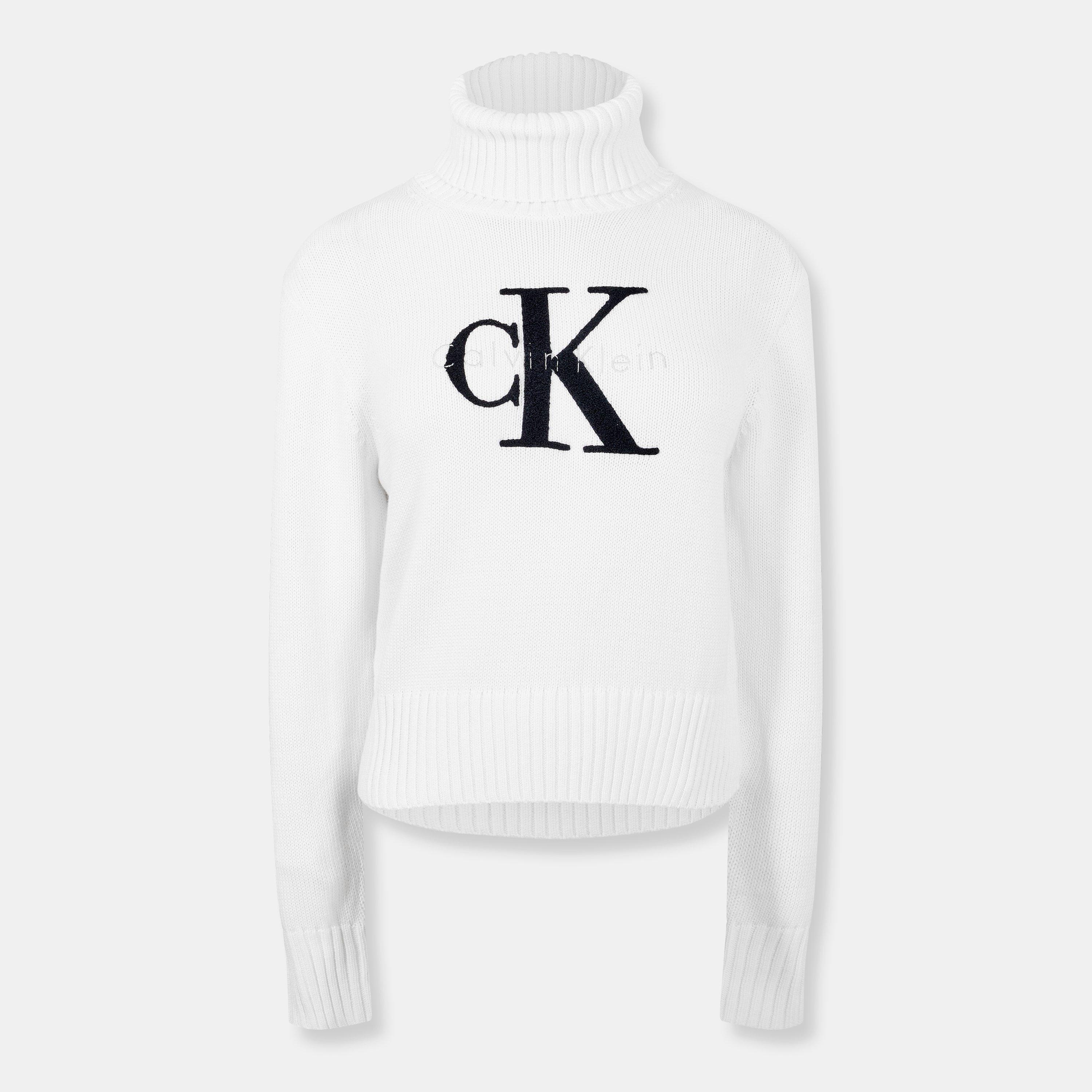 Calvin Klein Jeans Women's Funnel Neck Sweater - Brilliant White - 8 (XS)