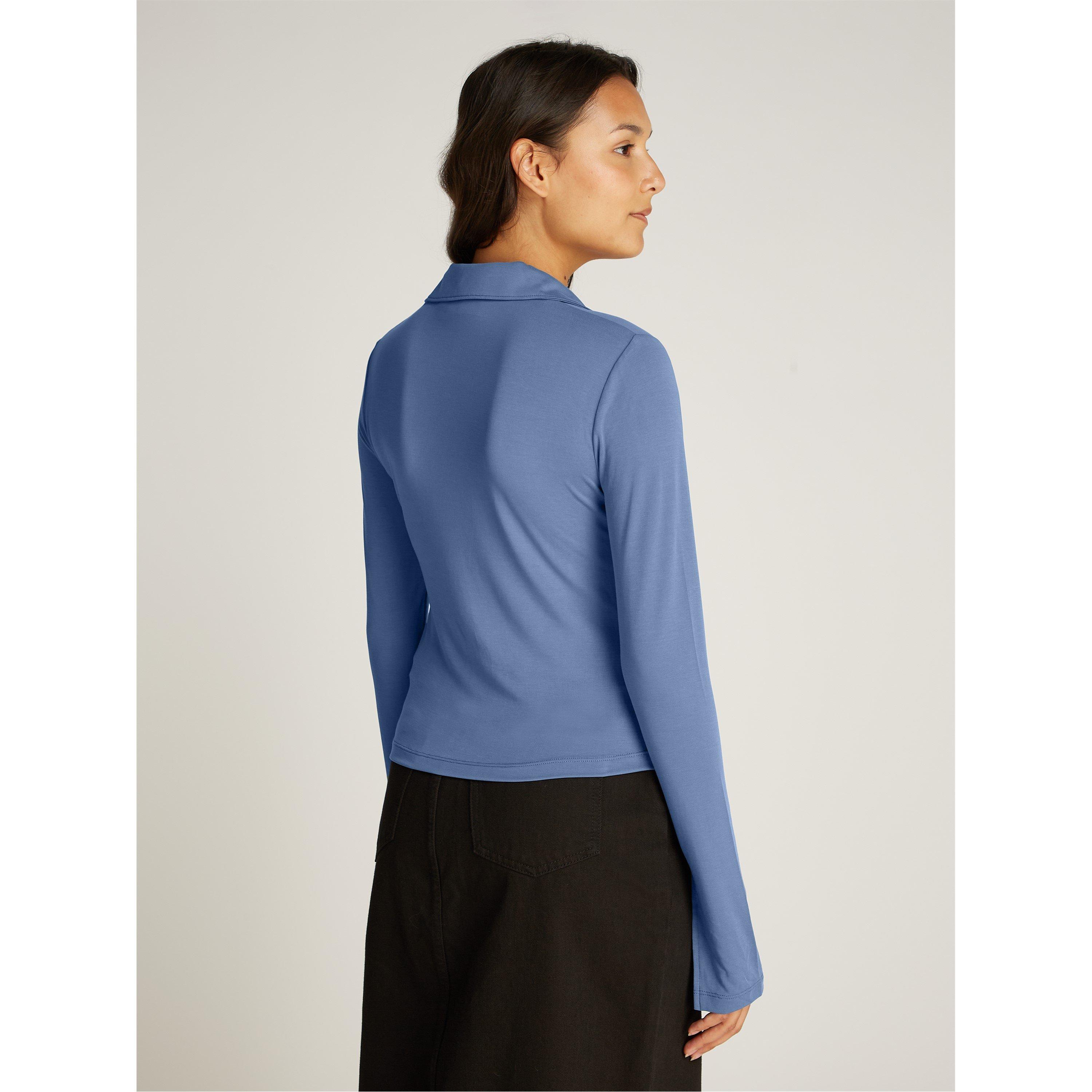 China Blue - Calvin Klein Jeans - Women's Modal Long-Sleeve Plain Shirt - 2