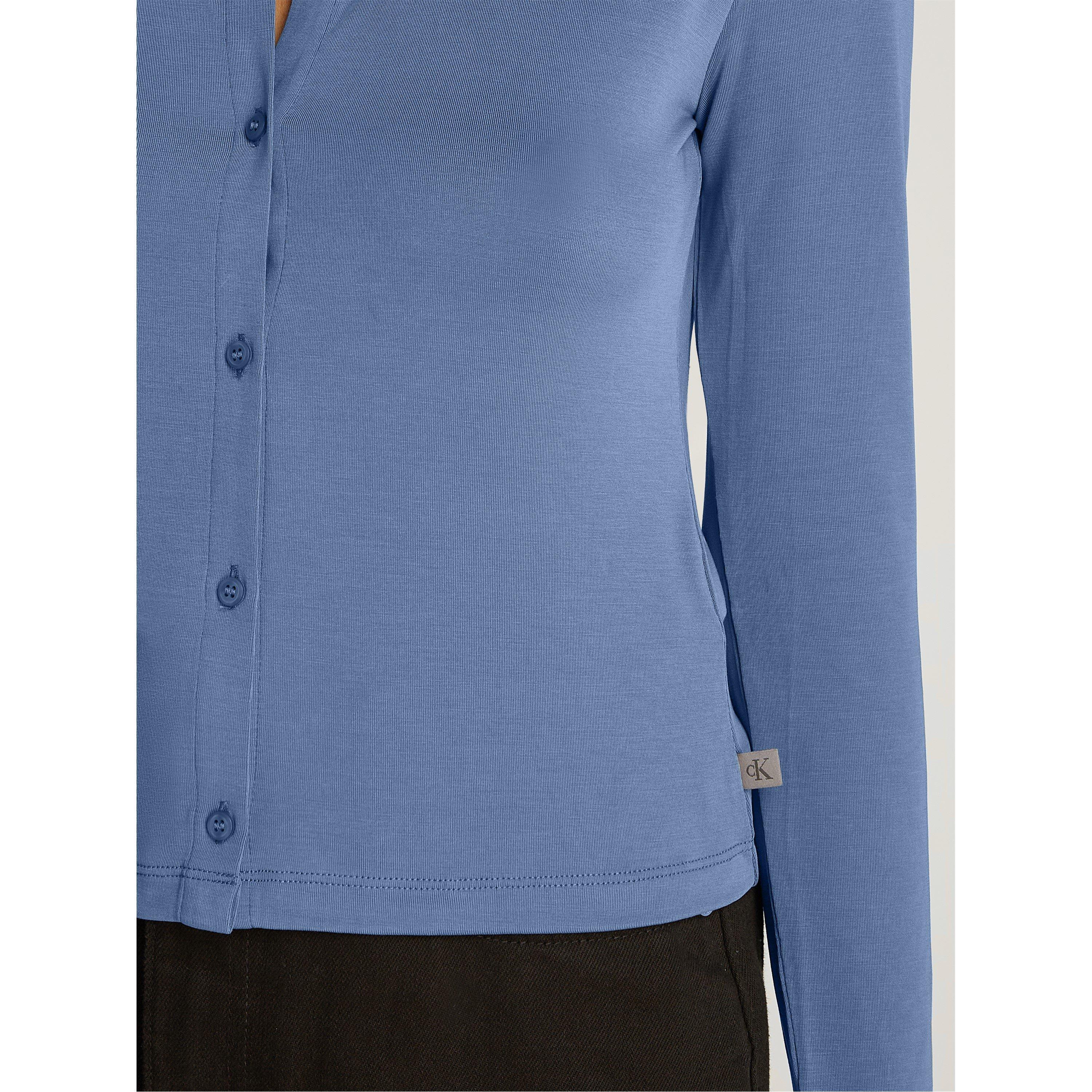 China Blue - Calvin Klein Jeans - Women's Modal Long-Sleeve Plain Shirt - 3