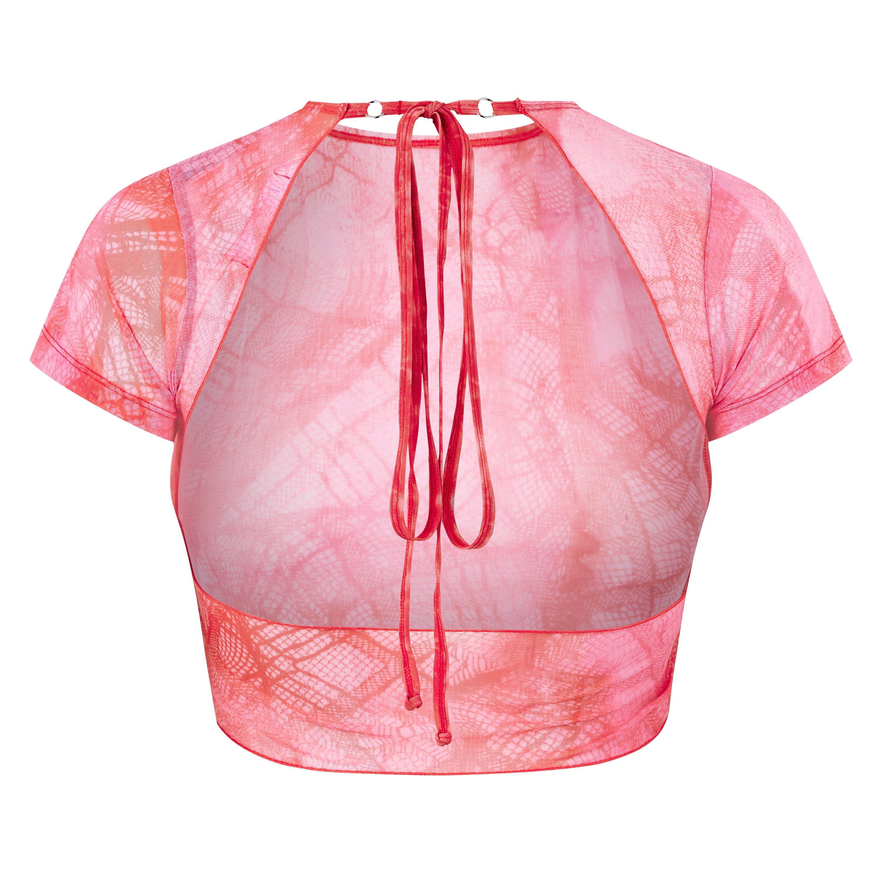 Pink - Roberta Einer - Women's Short-Sleeve Mesh Crop Top - 6
