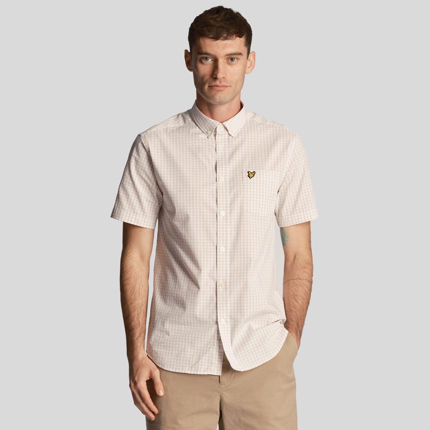 White - Lyle and Scott - Short Sleeve Slim Fit Gingham Shirt - 1