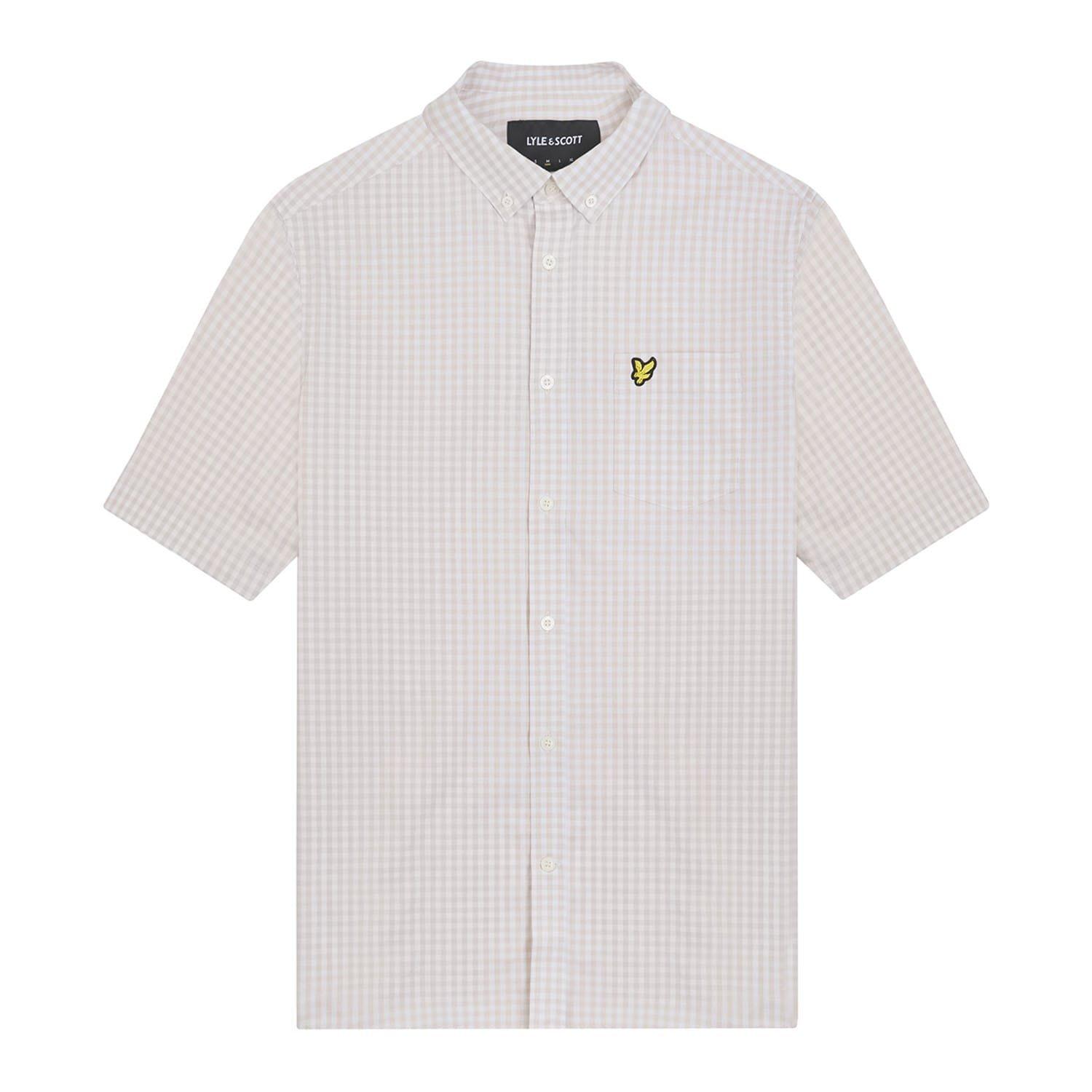 White - Lyle and Scott - Short Sleeve Slim Fit Gingham Shirt - 5