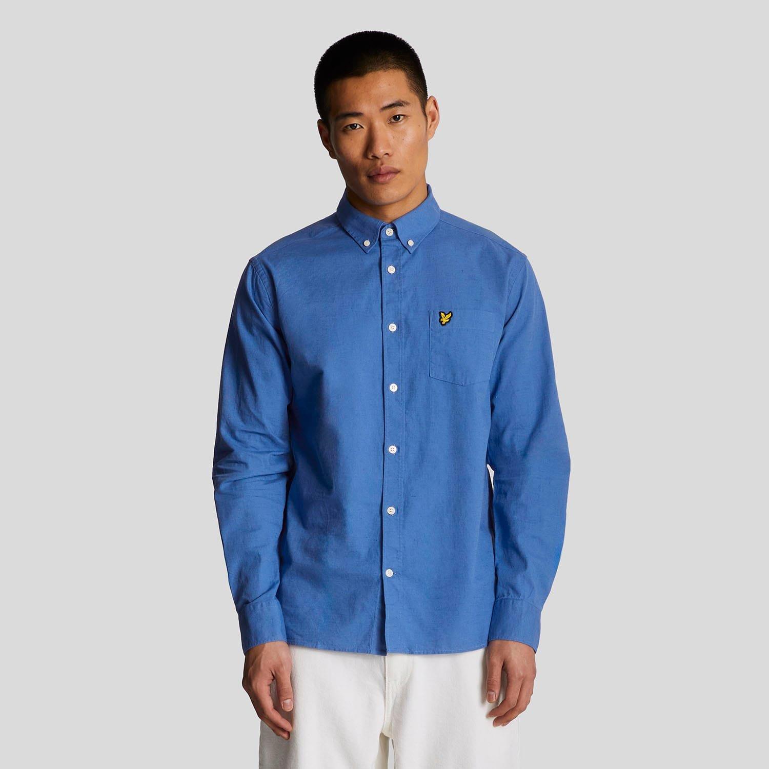 Blue - Lyle and Scott - Cotton Linen Button Down Shirt - 1