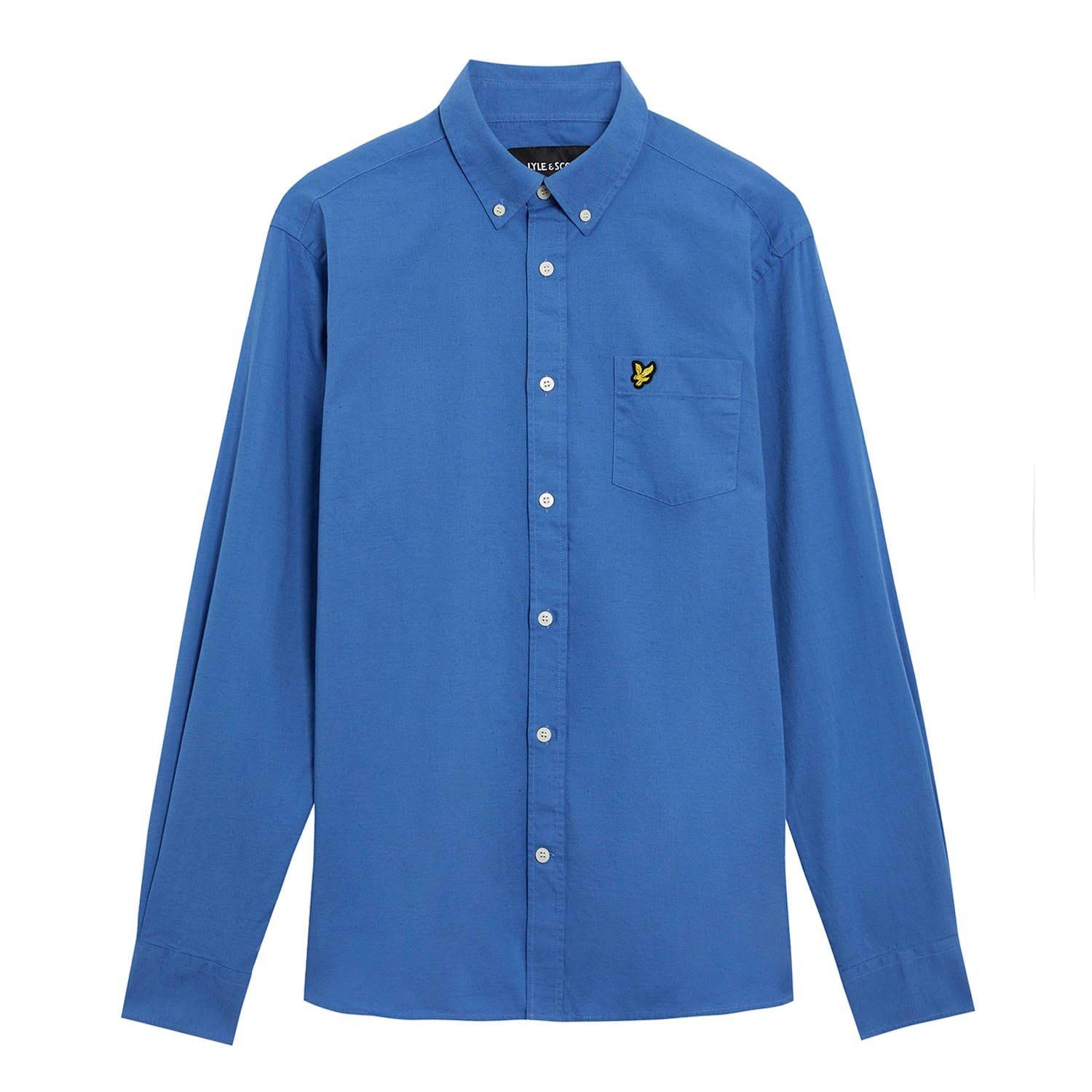 Blue - Lyle and Scott - Cotton Linen Button Down Shirt - 5