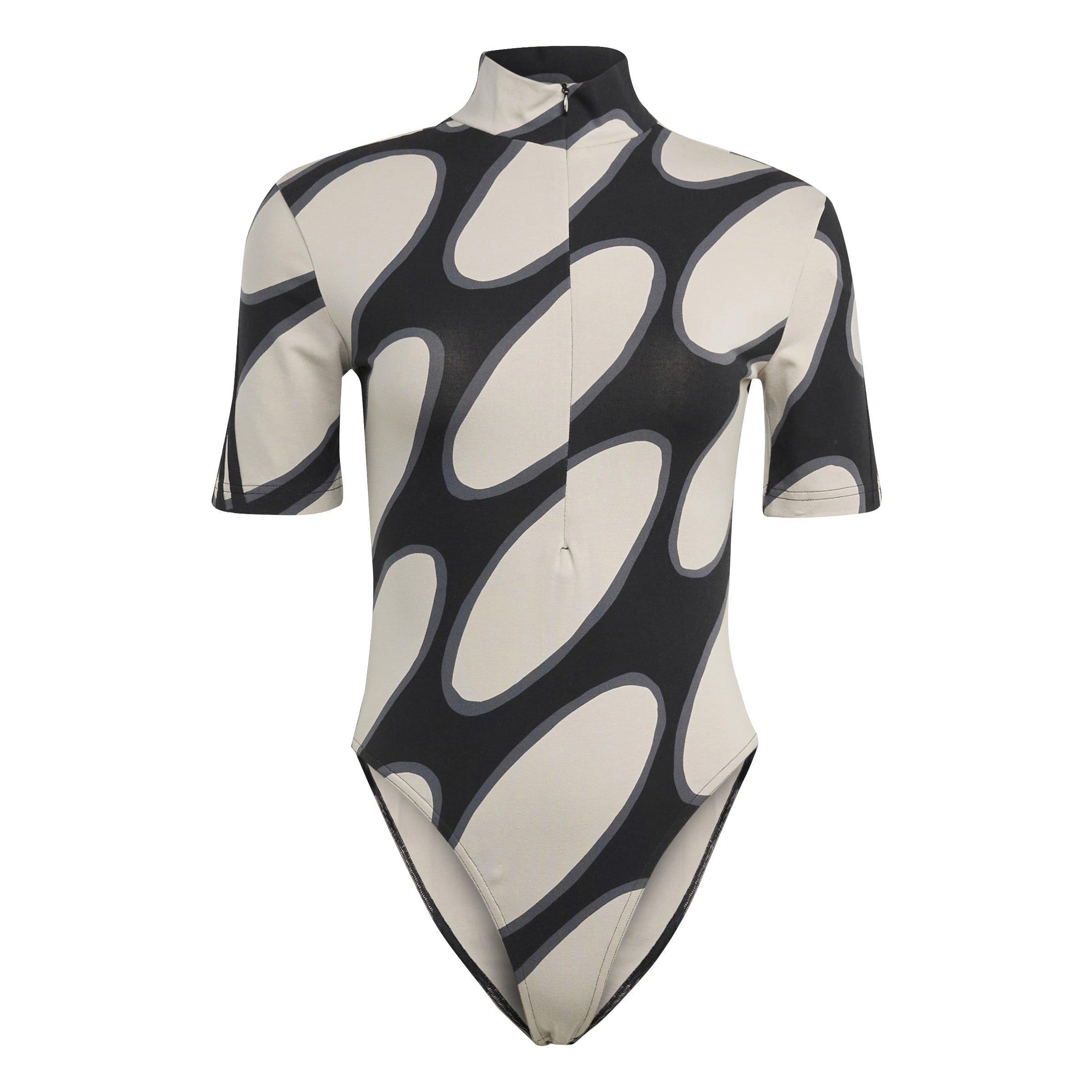 Adidas Women's X Marimekko Future Icons Three Stripes Bodysuit - Lbrwn/Blk/Gry - 8 (XS)