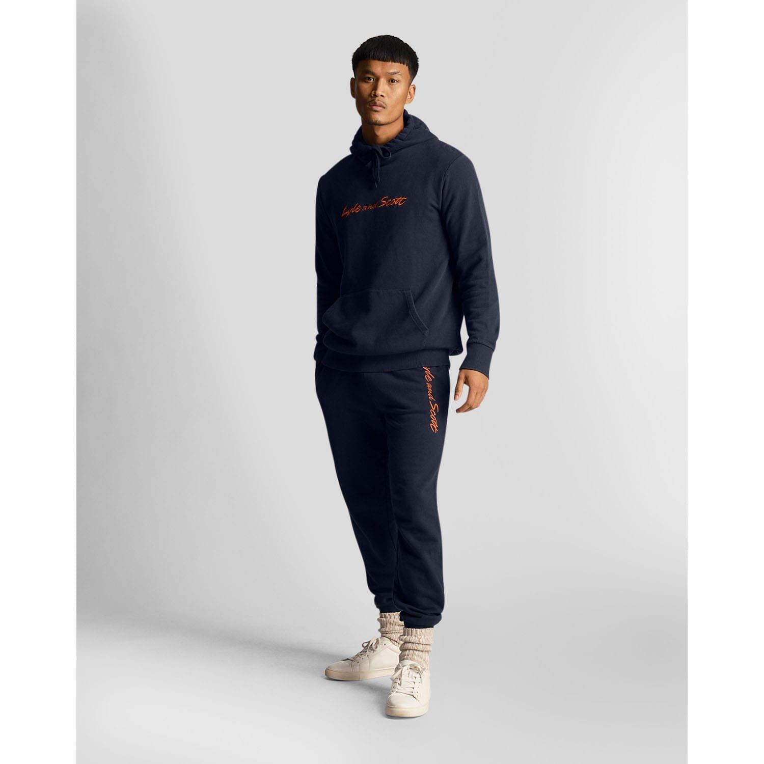 Navy Orange - Lyle and Scott - Script Embroidery Joggers - 2