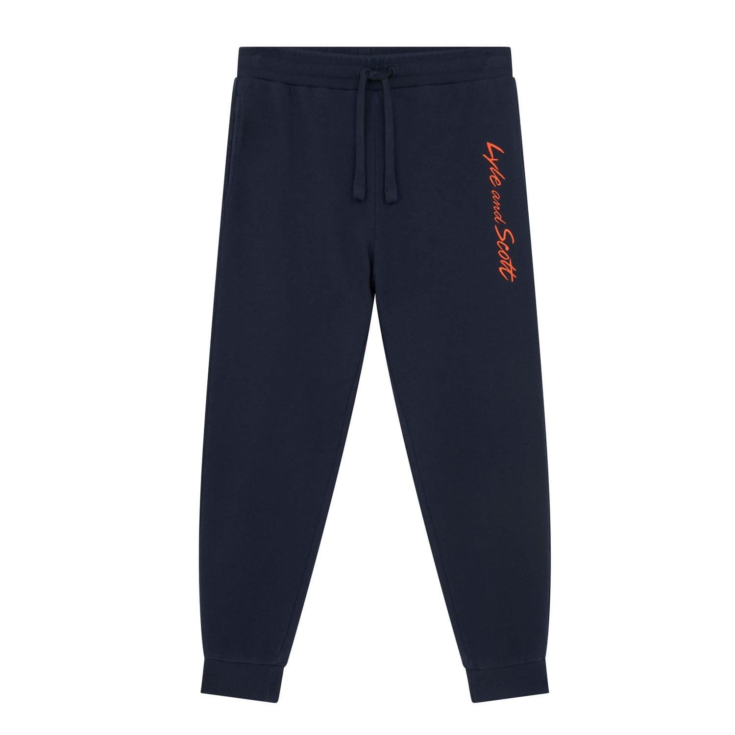 Navy Orange - Lyle and Scott - Script Embroidery Joggers - 5