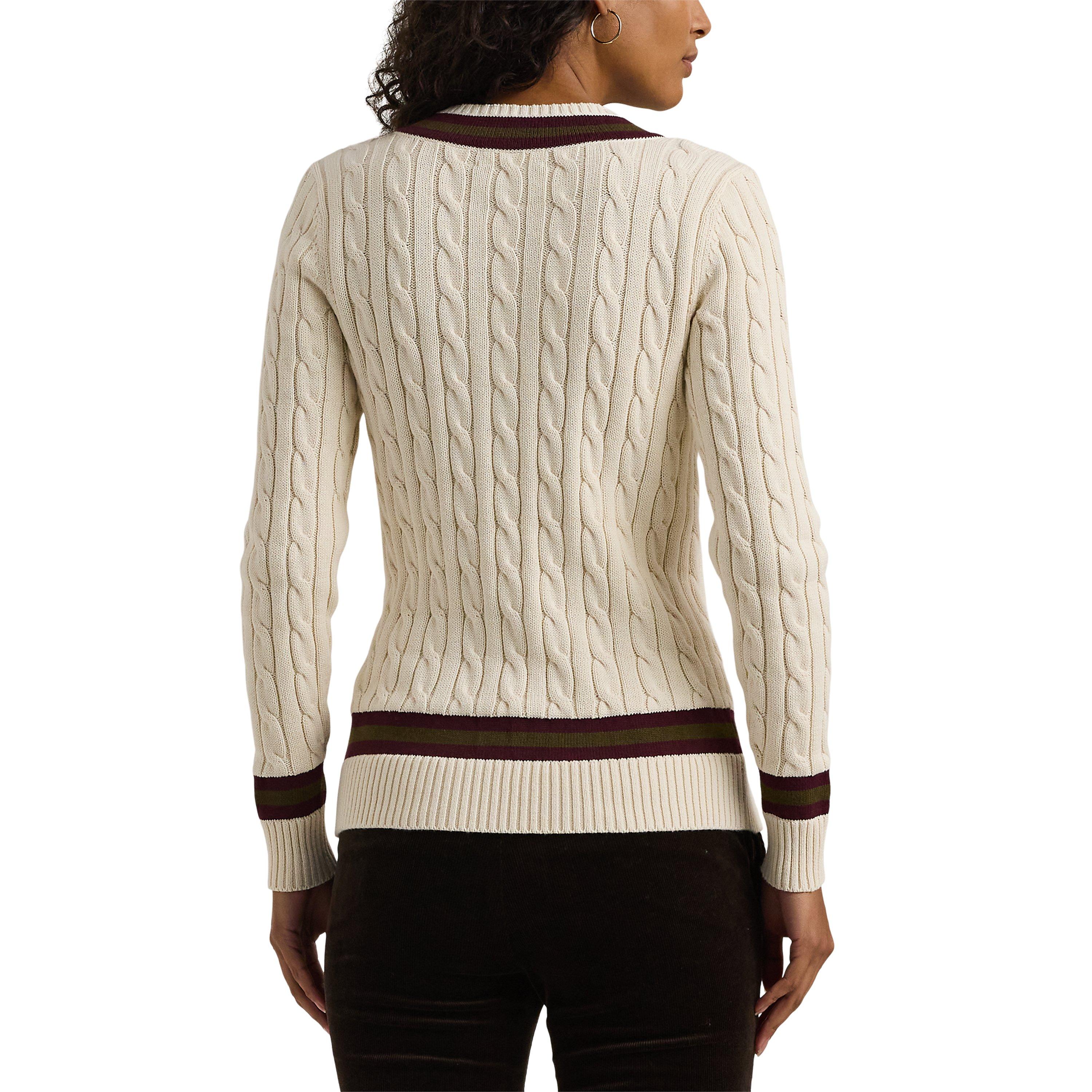 Crm/Pino/Grn - Lauren by Ralph Lauren - Cable-Knit Cricket Jumper - 3