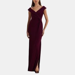 Lauren by Ralph Lauren Jersey Off-the-Shoulder Gown