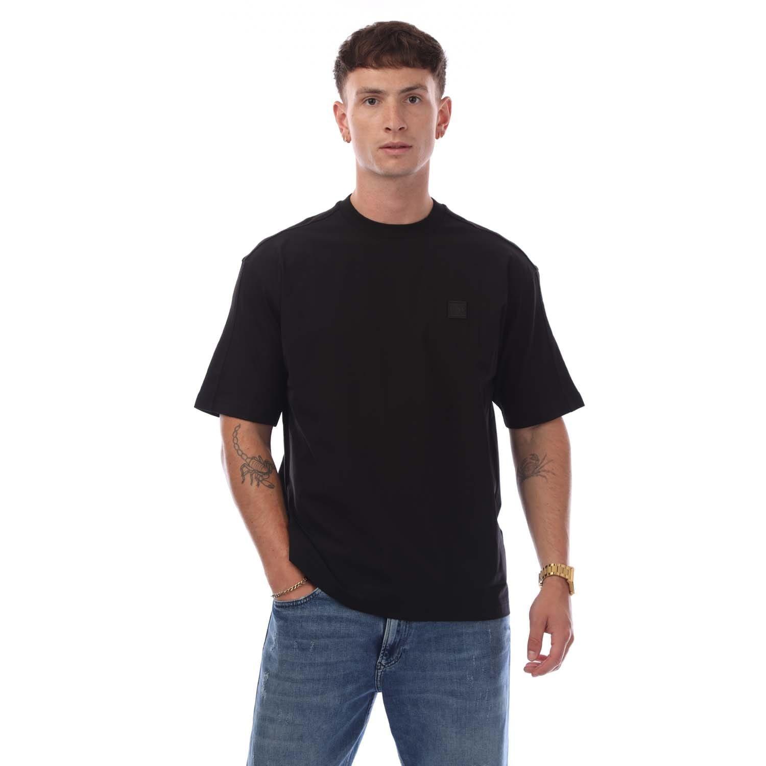 Black - Boss - Nylon Front Crewneck T-Shirt - 1