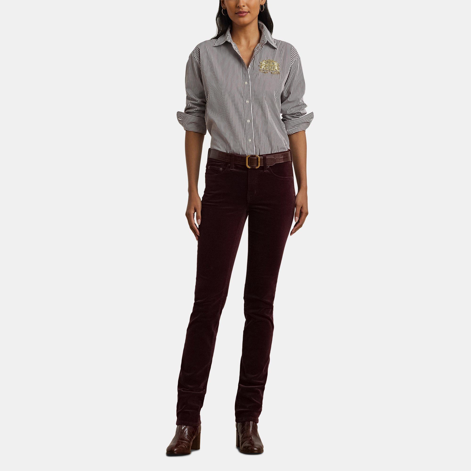 Pinot/White - Lauren by Ralph Lauren - Striped Long Sleeve Shirt - 2