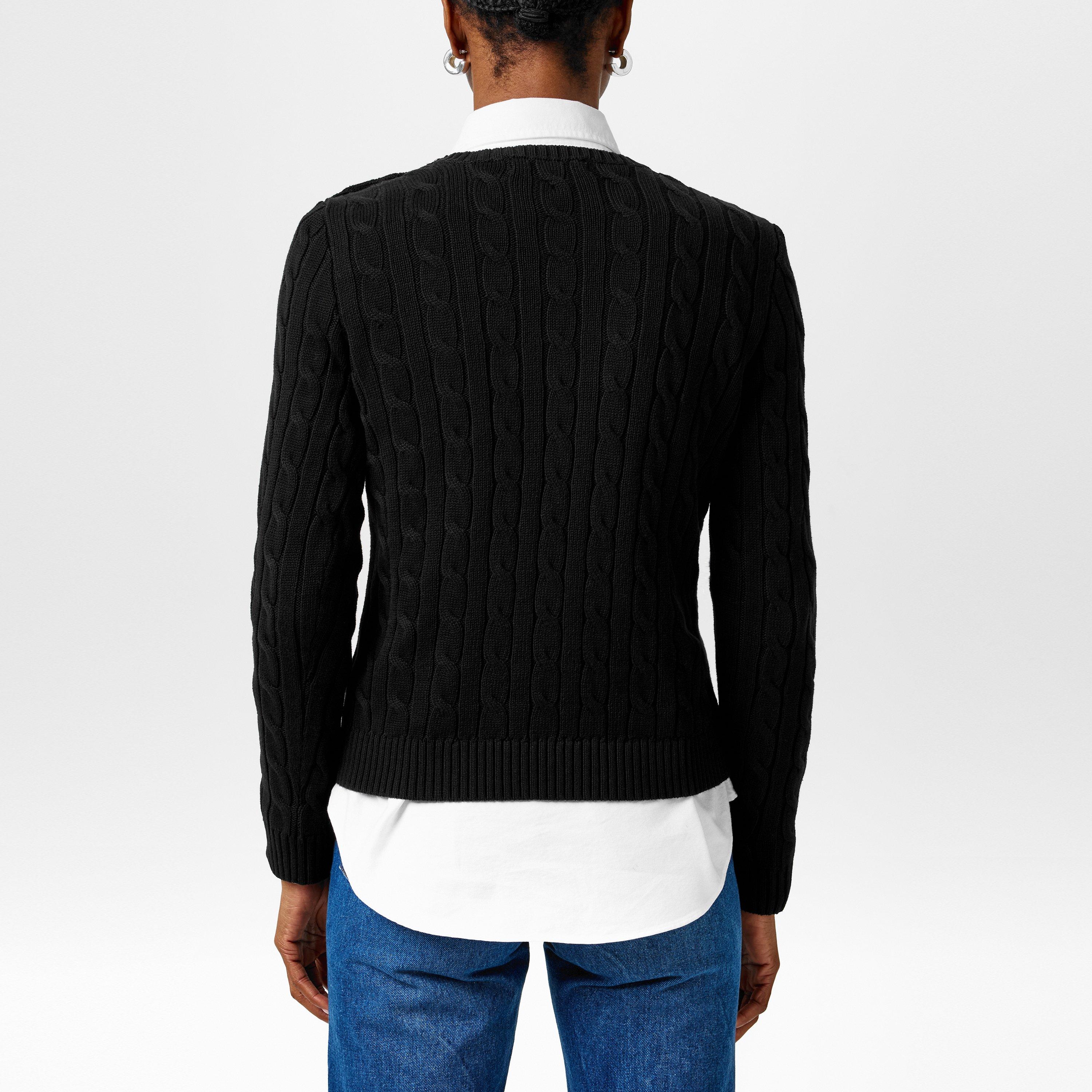 Black - Lauren by Ralph Lauren - Women's Cable-Knit Jumper - 4