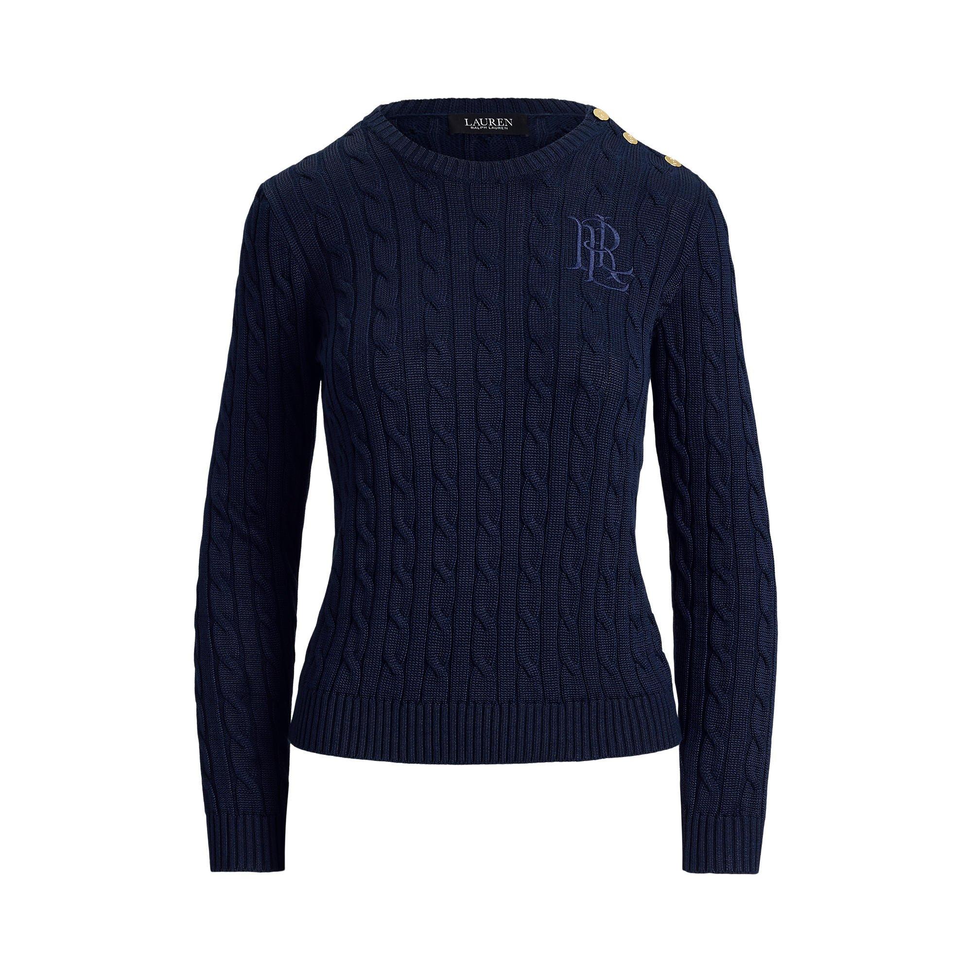 Lauren By Ralph Lauren Women's Lauren Navy Cable-Knit Jumper - 12 (M)