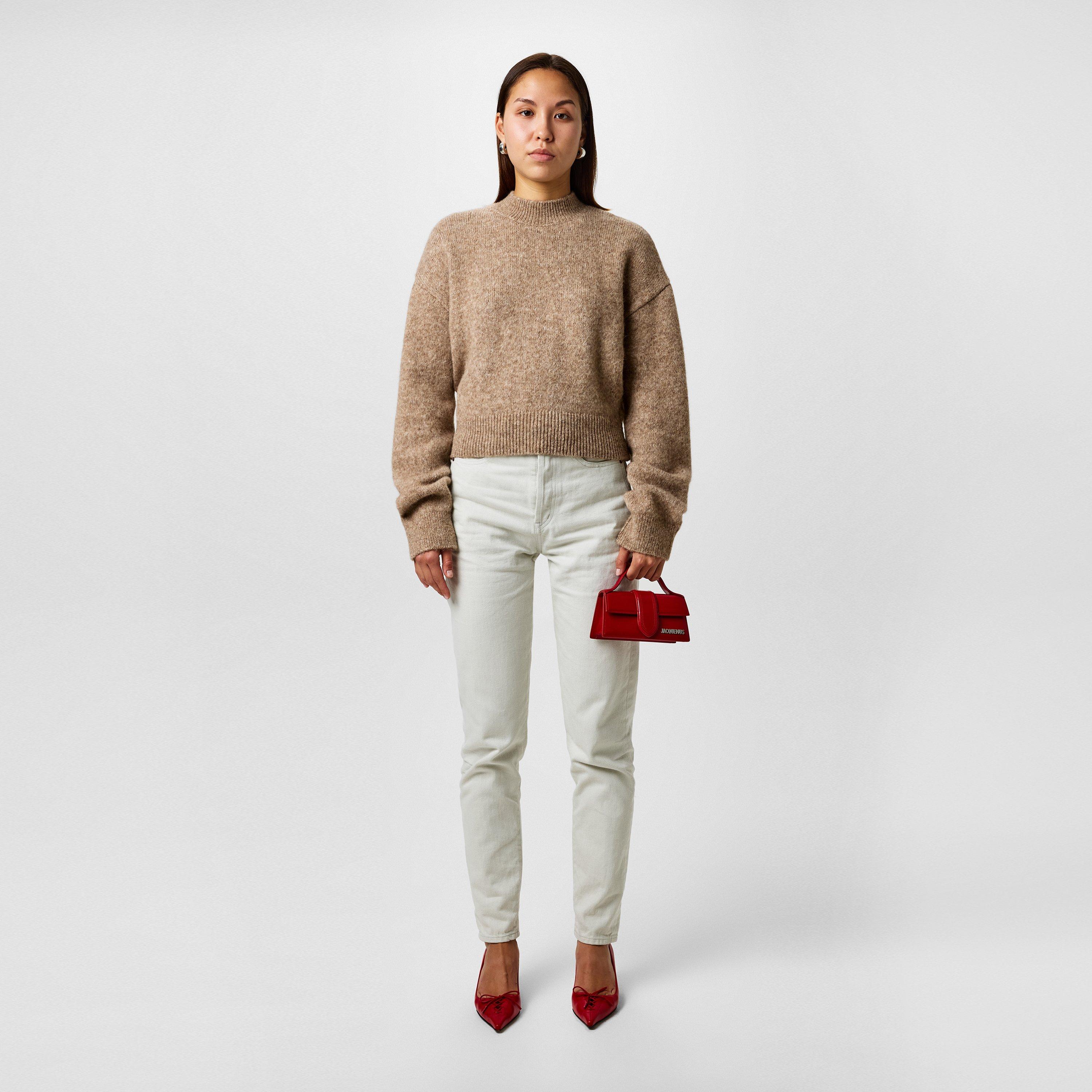 Beige - Jacquemus - Women's Logo Long-Sleeved Crew Neck Jumper - 4