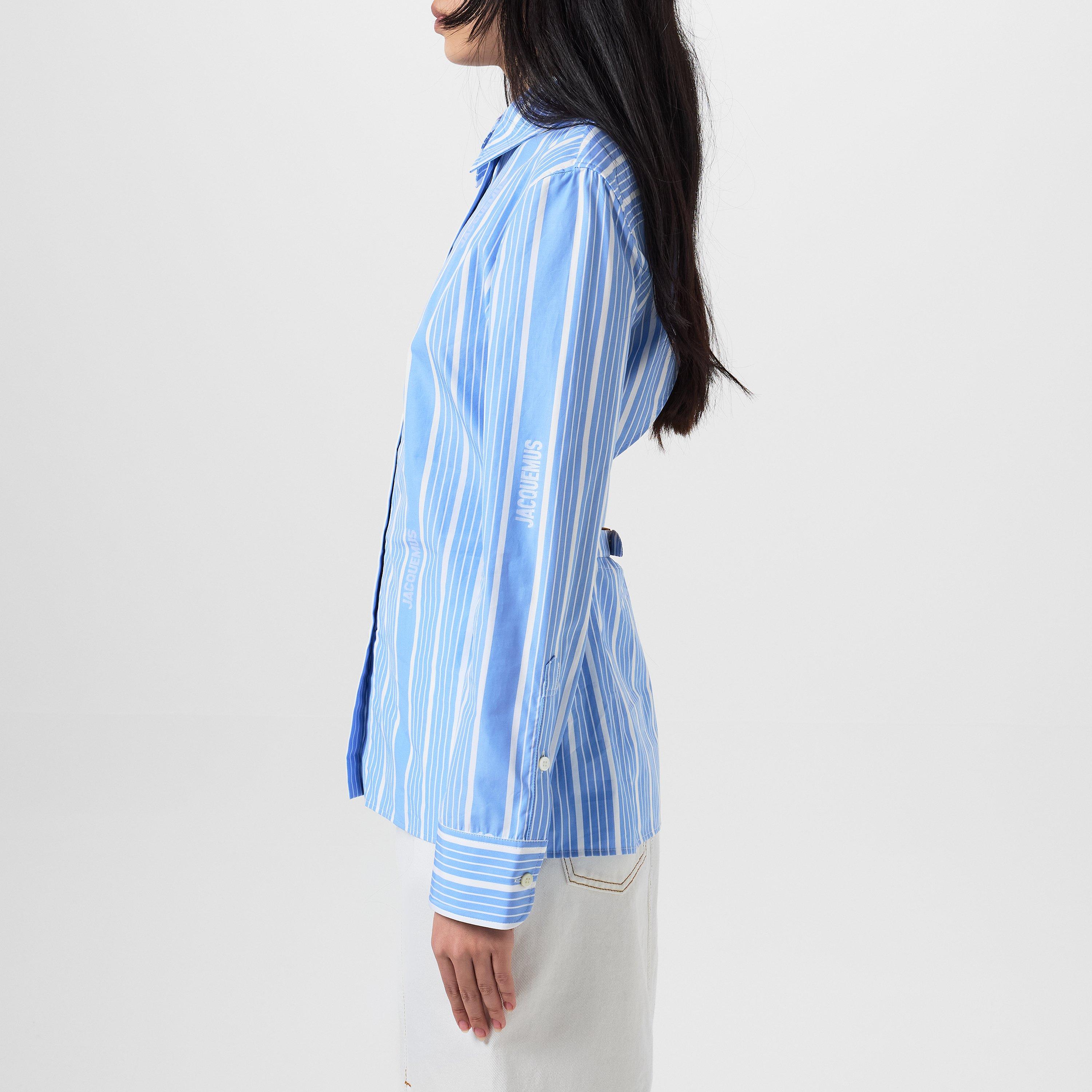Blue/Logo - Jacquemus - Women's Pablo Long-Sleeve Patterned Shirt - 2