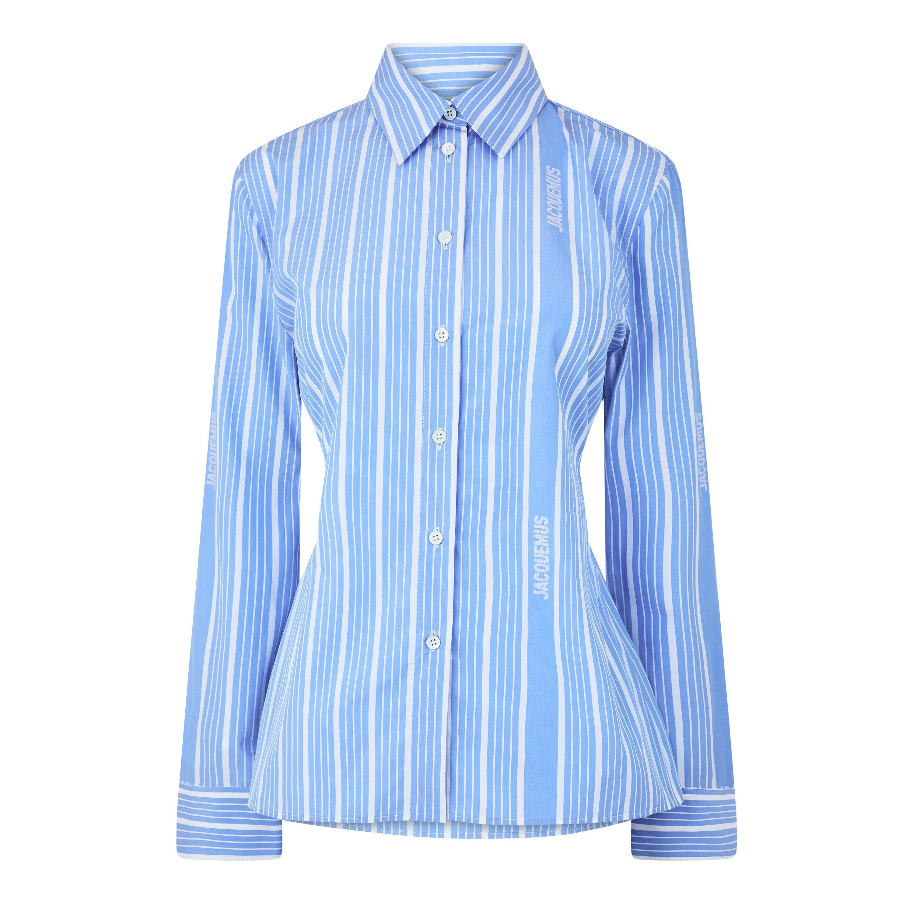 Blue/Logo - Jacquemus - Women's Pablo Long-Sleeve Patterned Shirt - 5