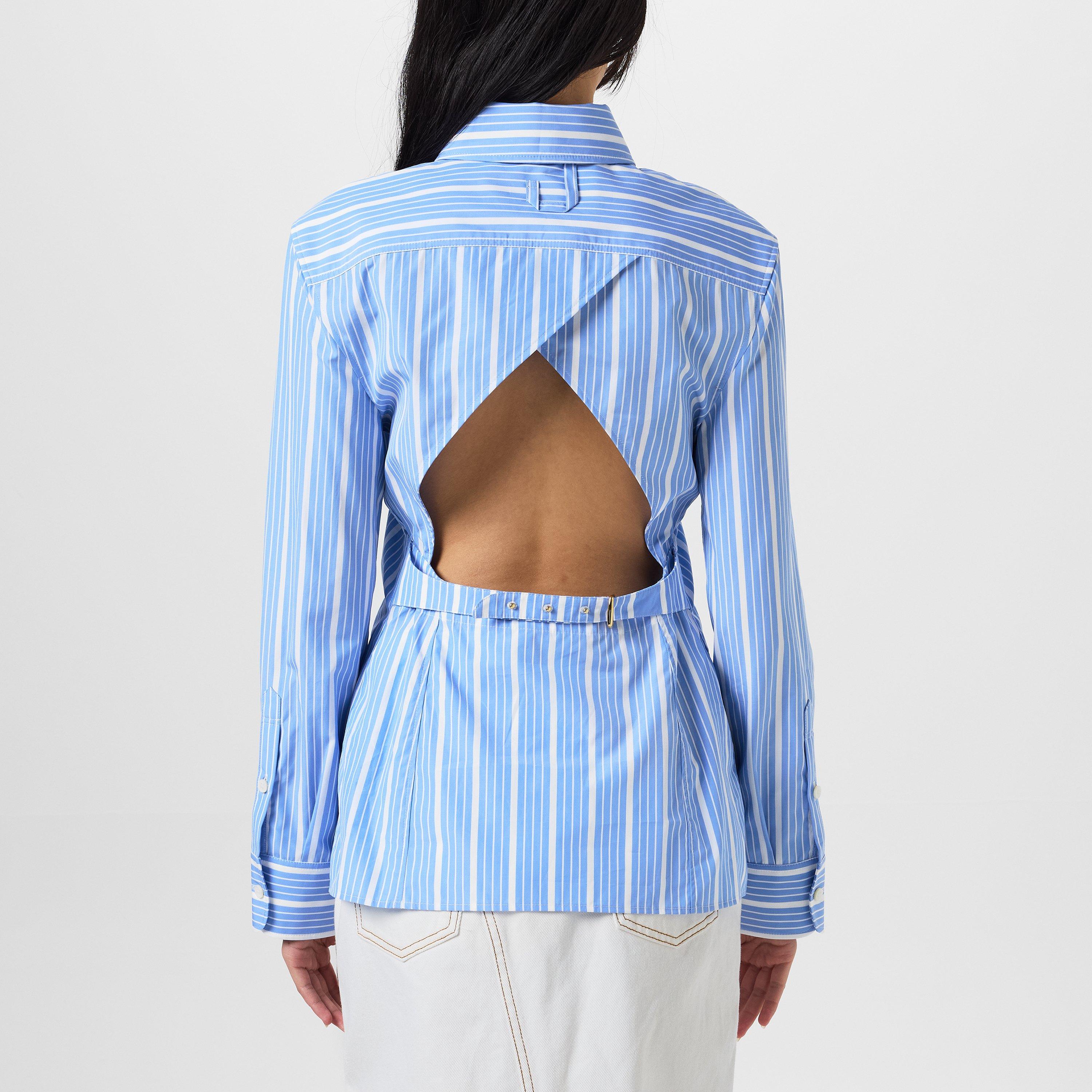 Blue/Logo - Jacquemus - Women's Pablo Long-Sleeve Patterned Shirt - 3