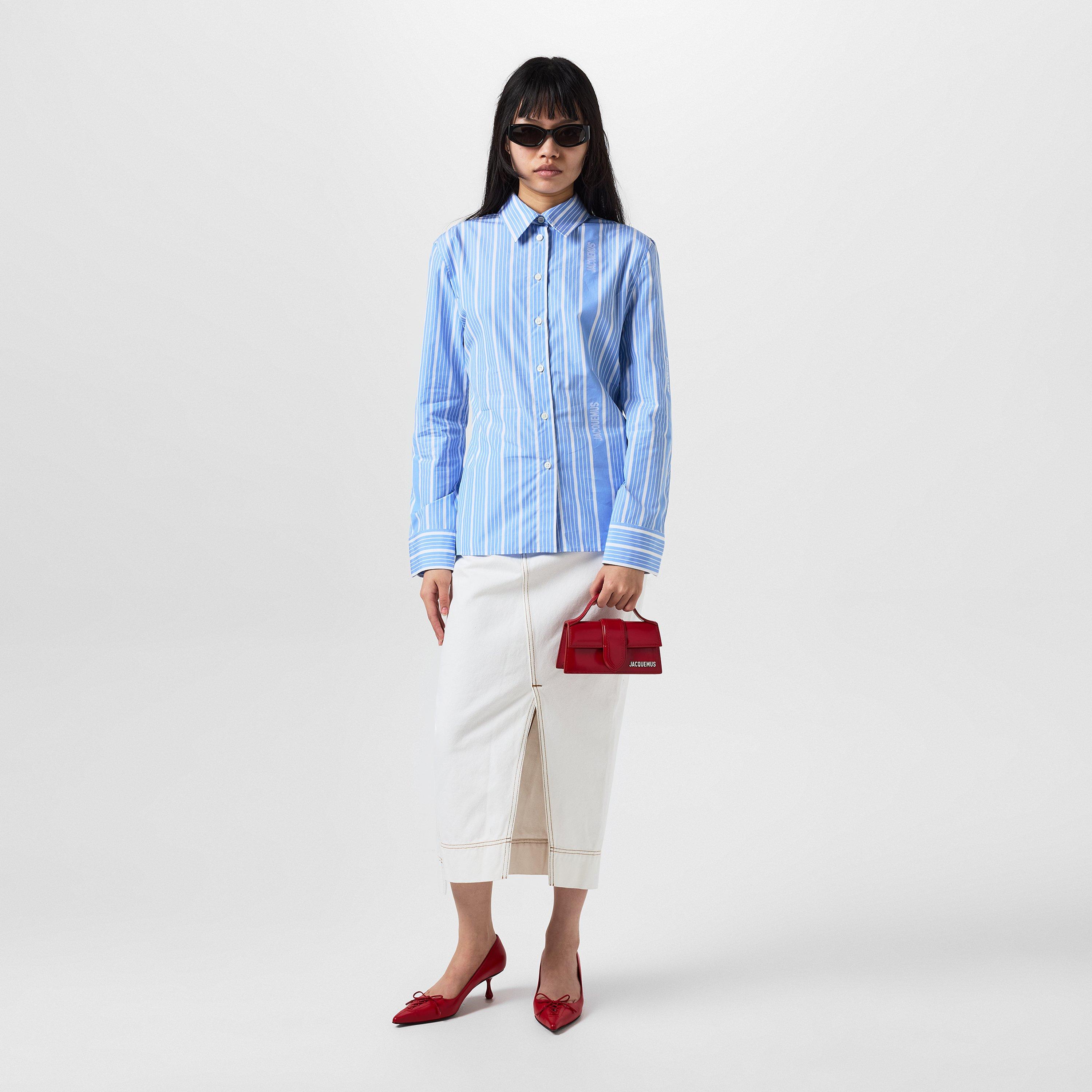 Blue/Logo - Jacquemus - Women's Pablo Long-Sleeve Patterned Shirt - 4