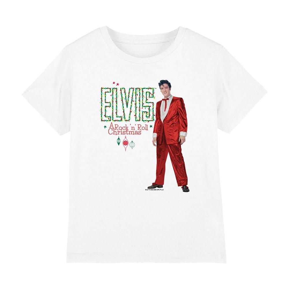 White - Elvis Presley - Elvis Holiday Lights Kids T-Shirt White - 1