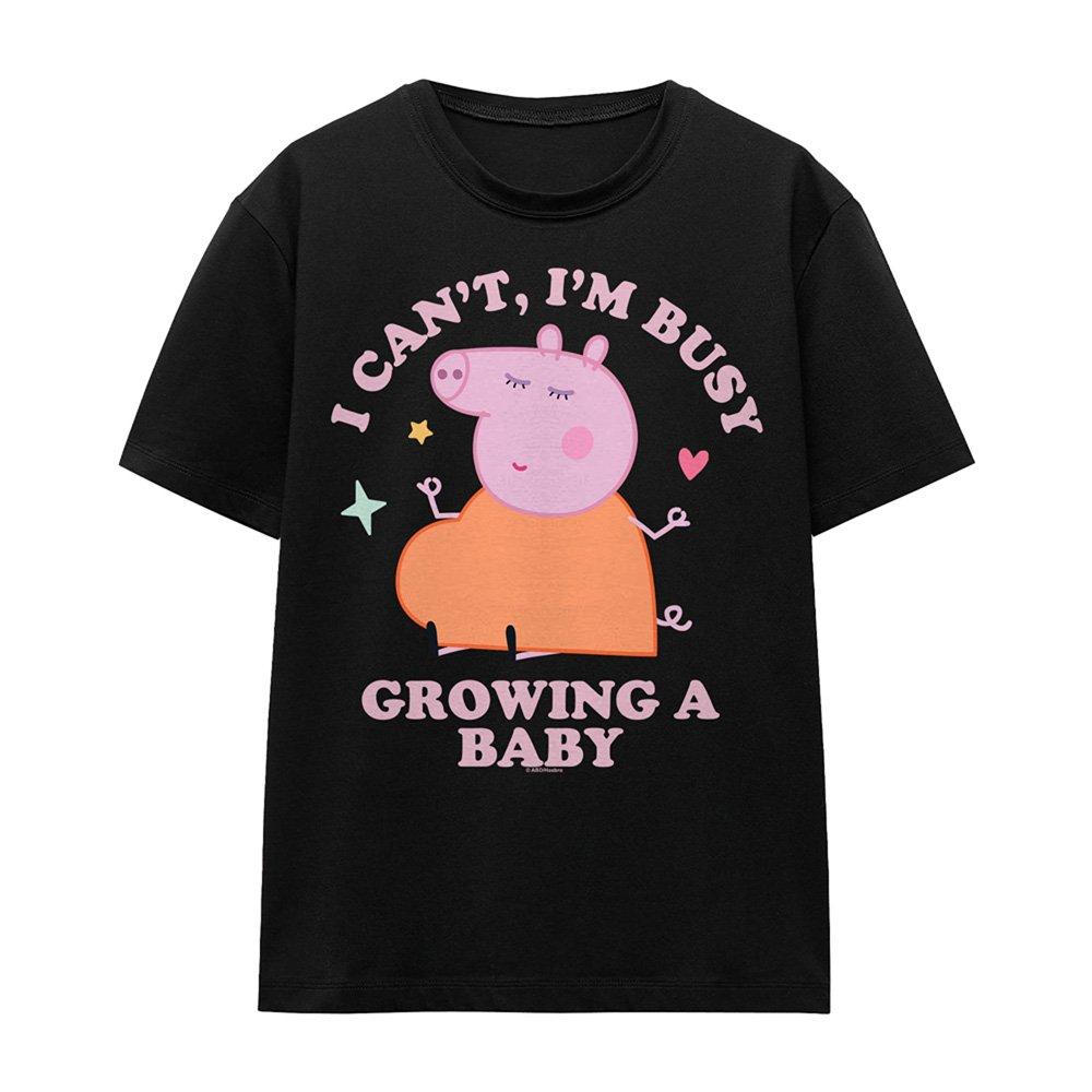 Black - Hasbro - Peppa Pig Mummy Pig Busy Growing A Baby T-Shirt B - 4