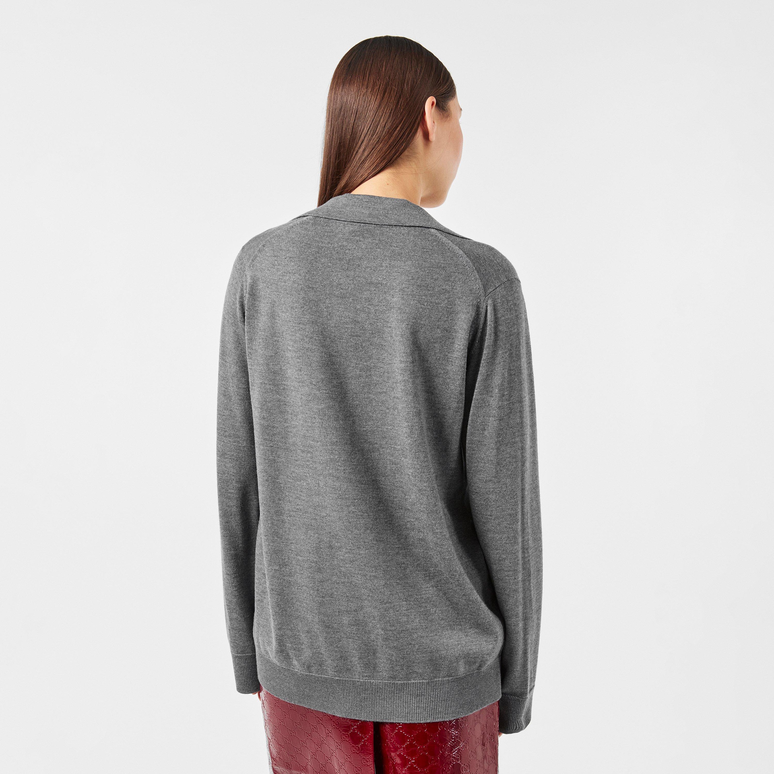 Medium Grey - Gucci - Extra Fine Wool Polo Top - 4