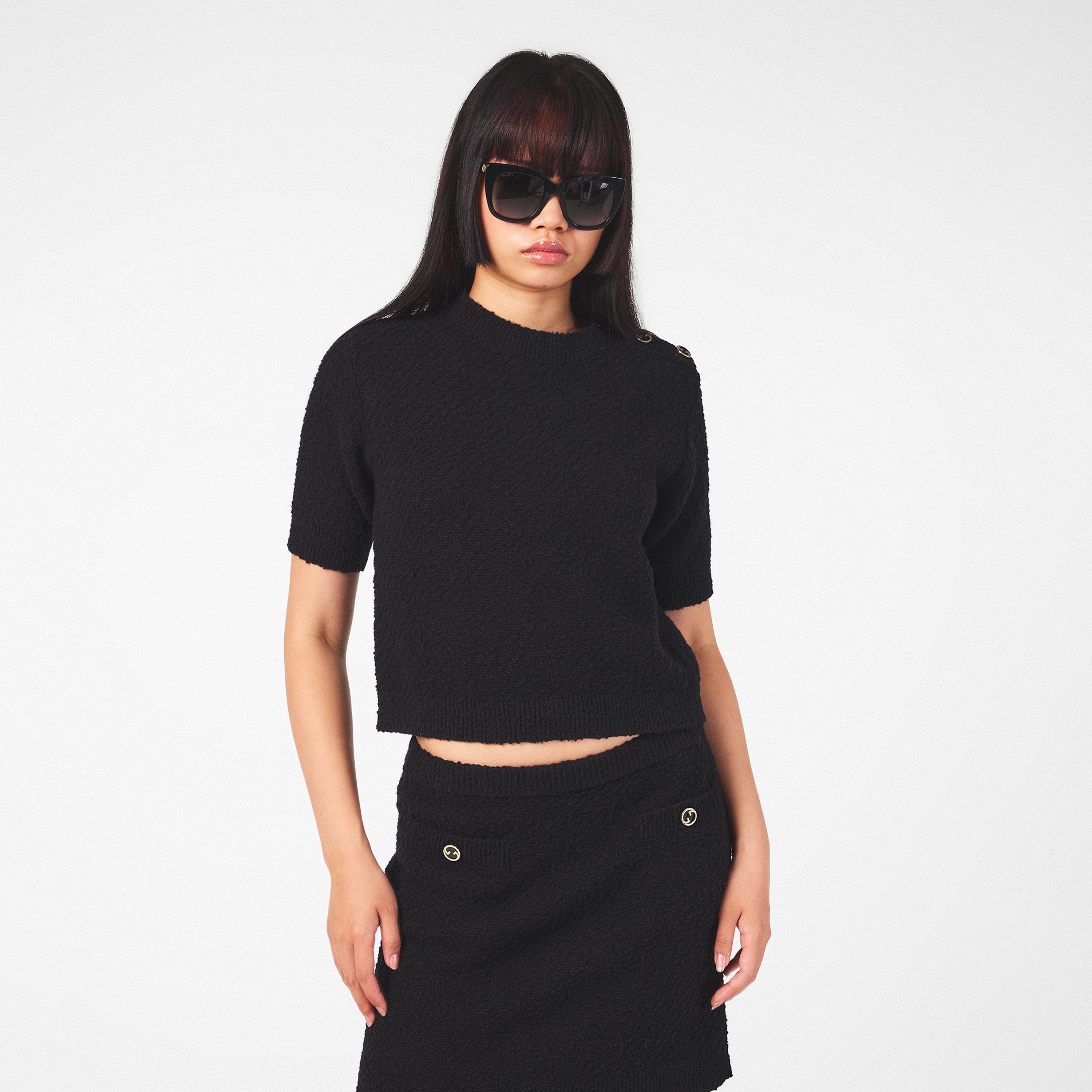 Black - Gucci - Women's Plain Wool Crew Sweater - 3