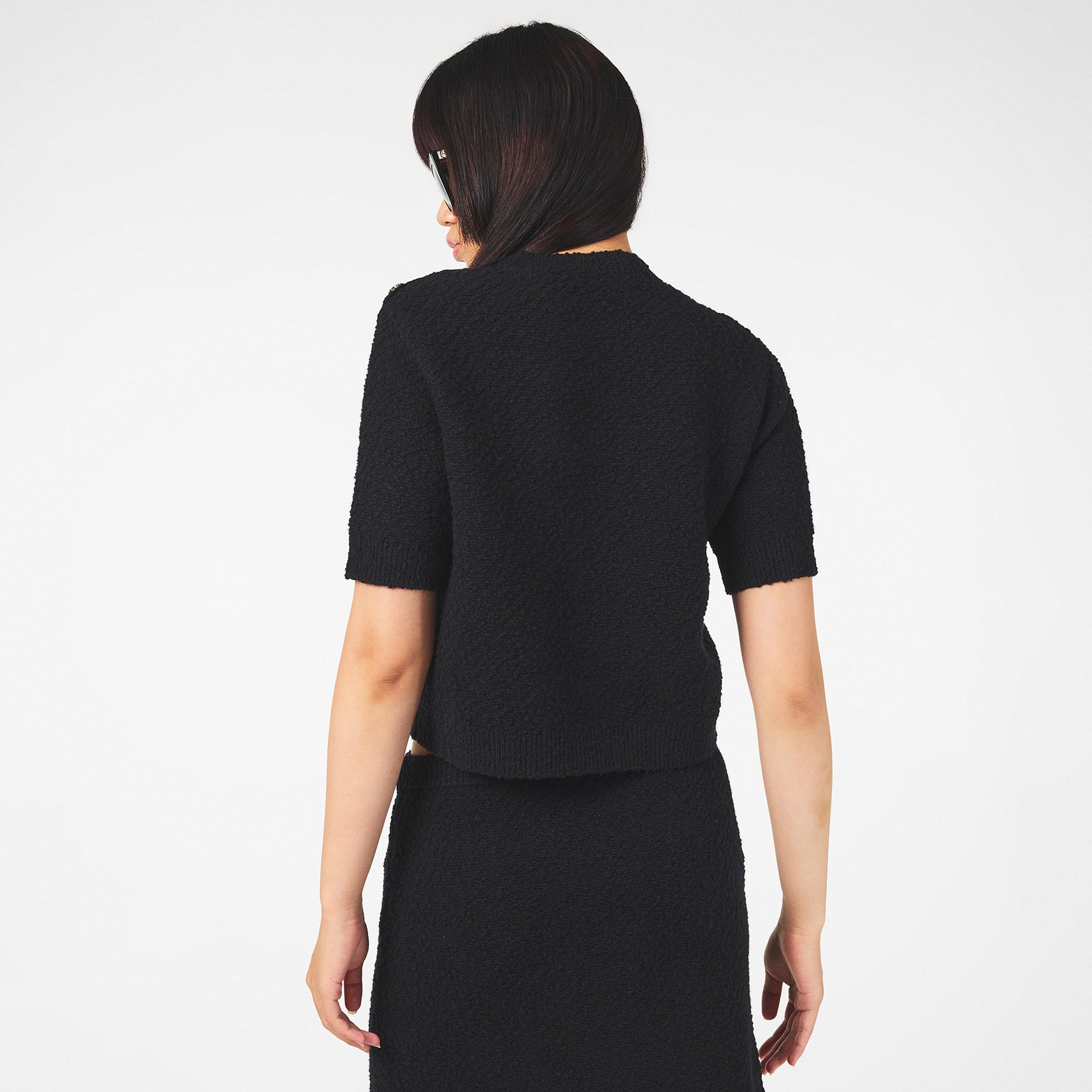 Black - Gucci - Women's Plain Wool Crew Sweater - 4