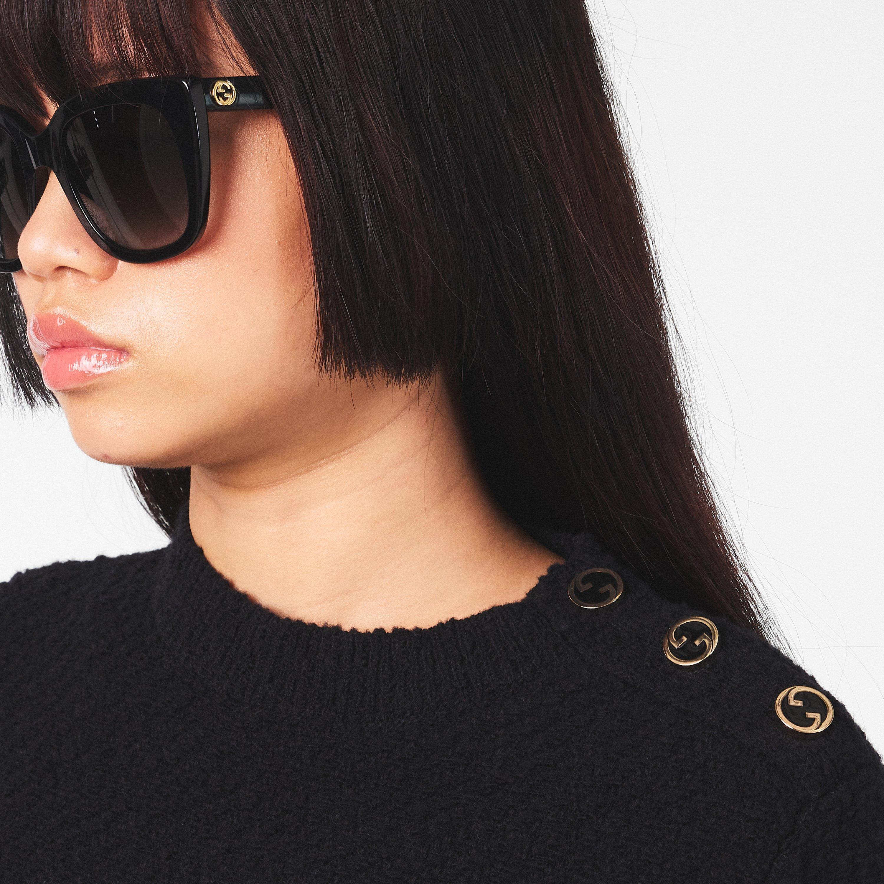 Black - Gucci - Women's Plain Wool Crew Sweater - 5