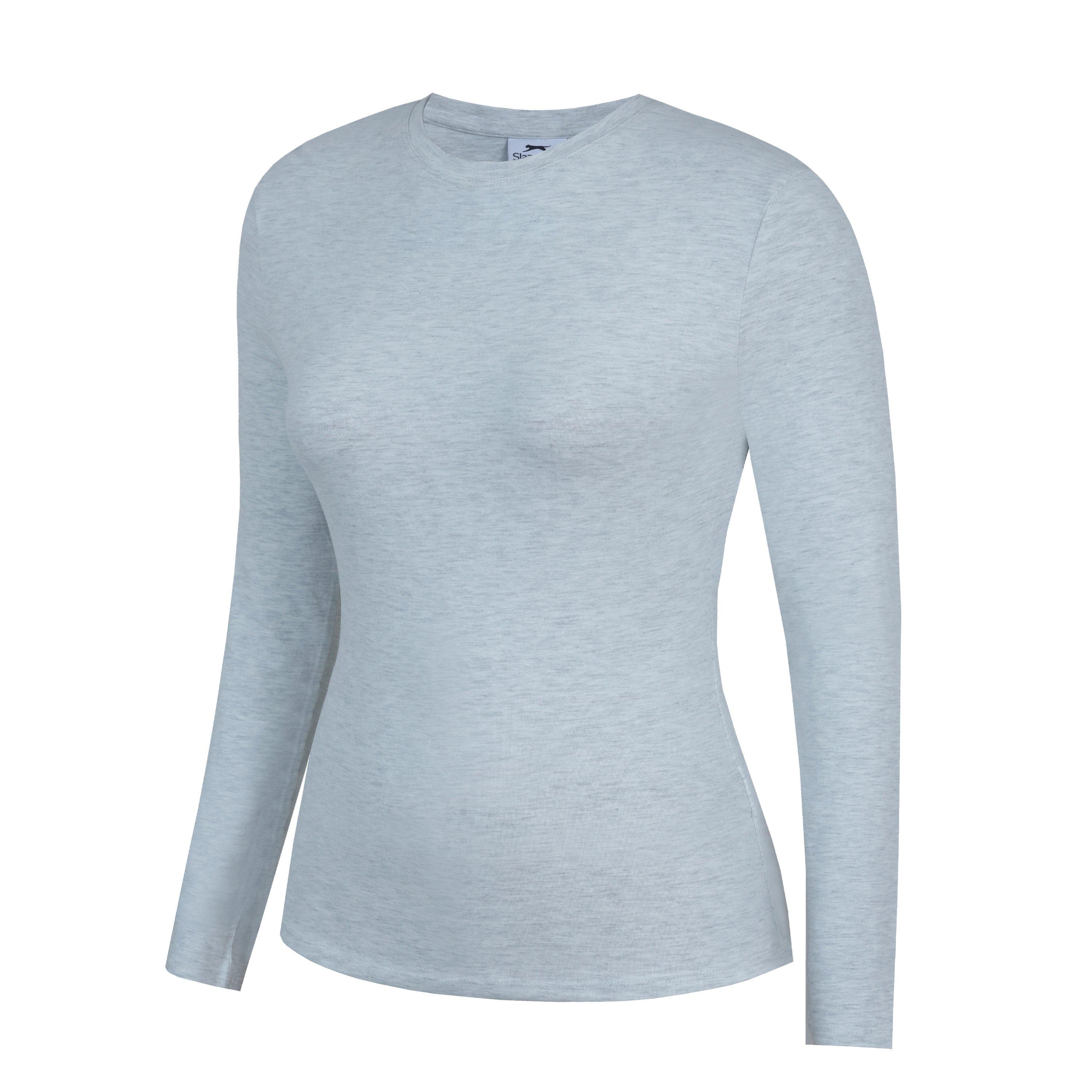 Grey Marl - Slazenger - Women's Slaz Essentials Slim Fit Long-Sleeve T-Shirt - 3