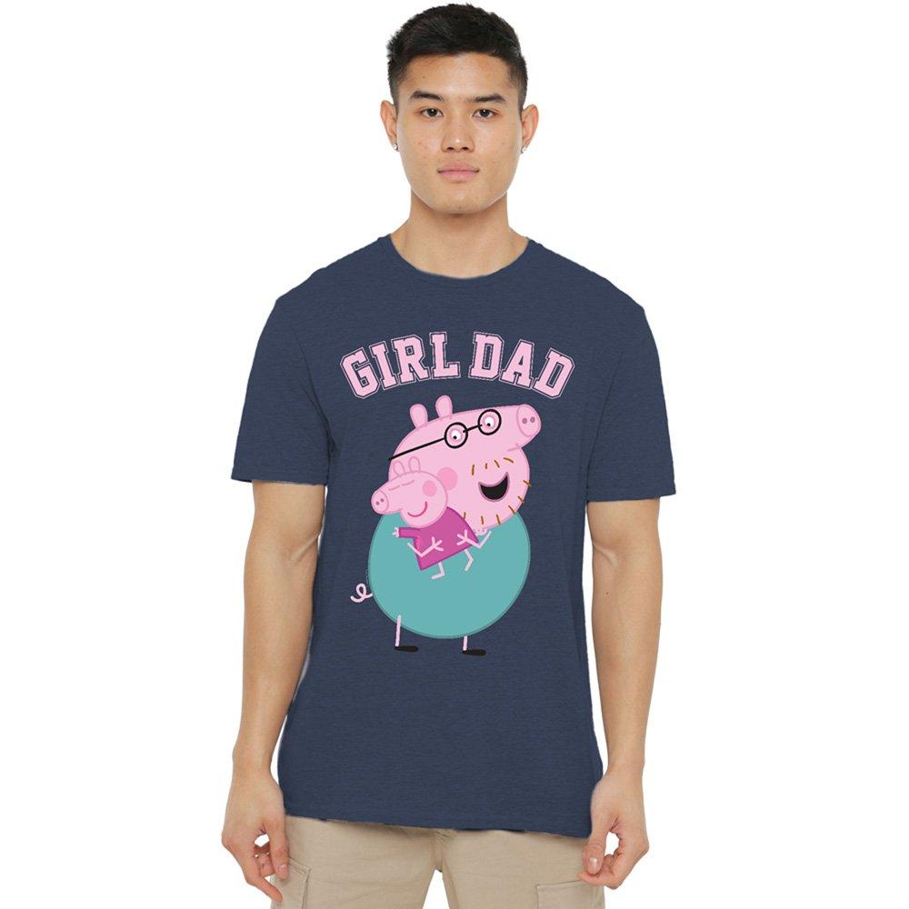 Navy - Hasbro - Peppa Pig Daddy Pig Girl Dad T Shirt Heather Navy - 1