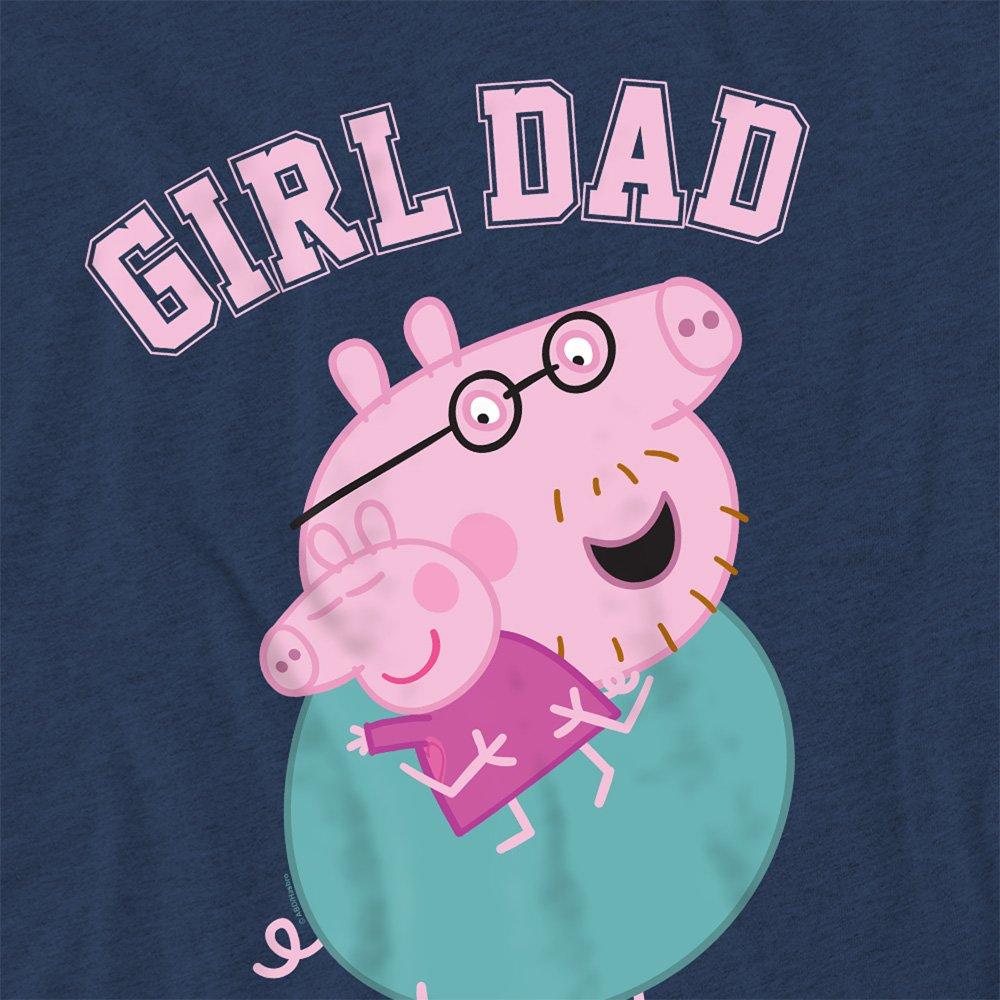 Navy - Hasbro - Peppa Pig Daddy Pig Girl Dad T Shirt Heather Navy - 2