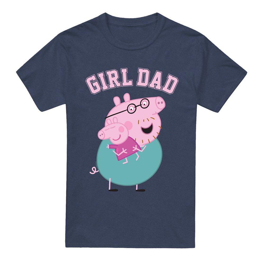 Navy - Hasbro - Peppa Pig Daddy Pig Girl Dad T Shirt Heather Navy - 4