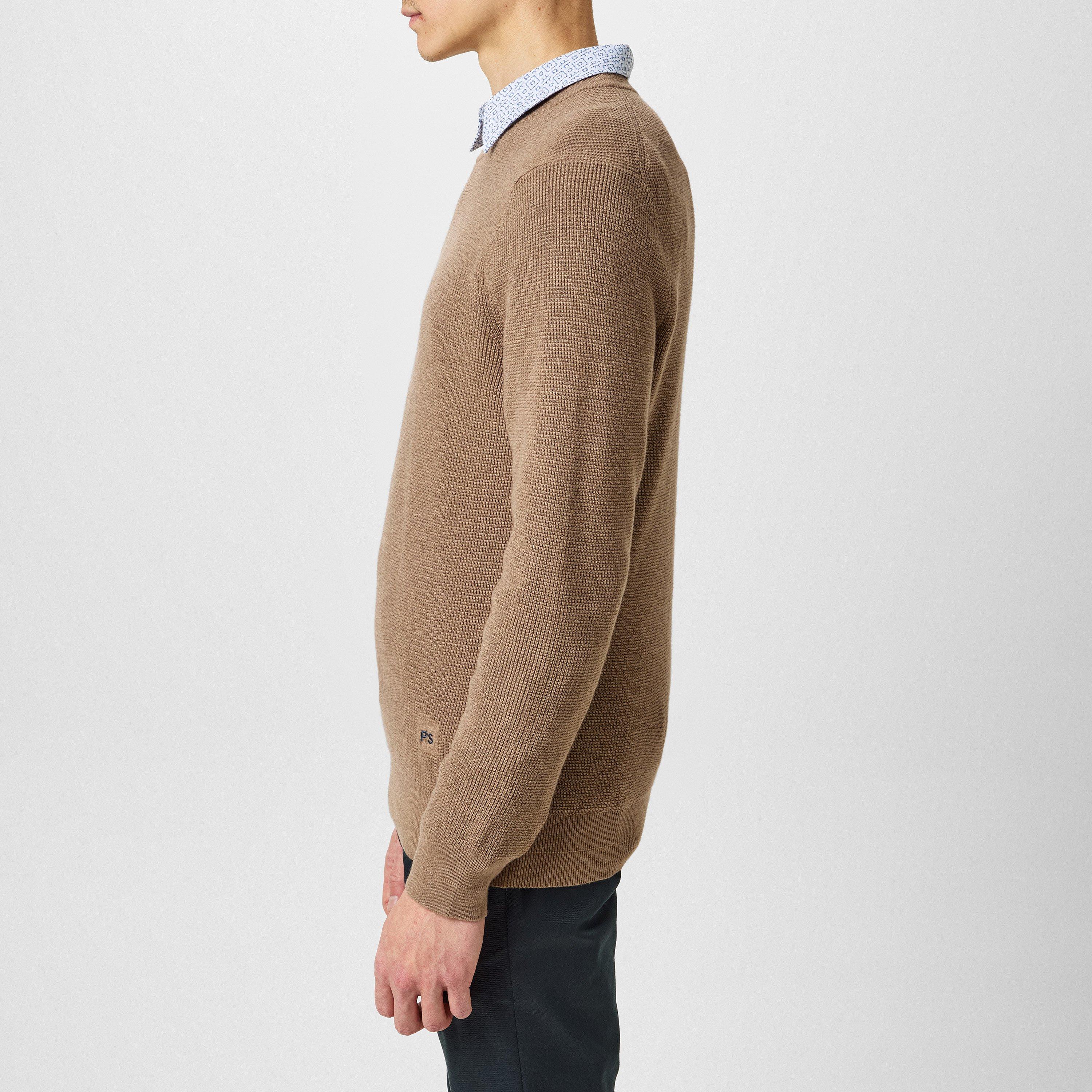 Beige 64 - PS Paul Smith - Men's Waffle Knitted Crew Neck Jumper - 2