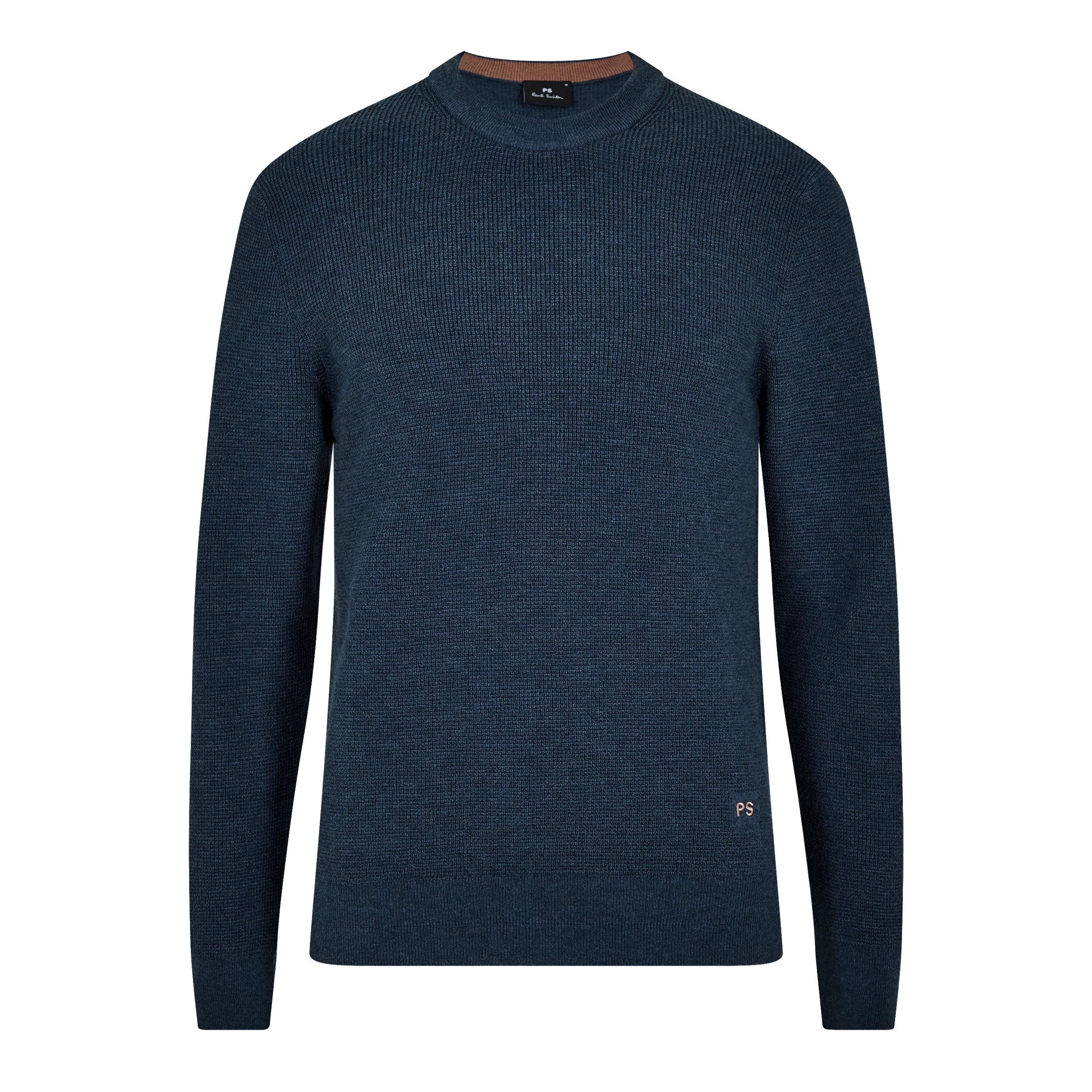 Blue 76 - PS Paul Smith - Men's Waffle Knitted Crew Neck Jumper - 7
