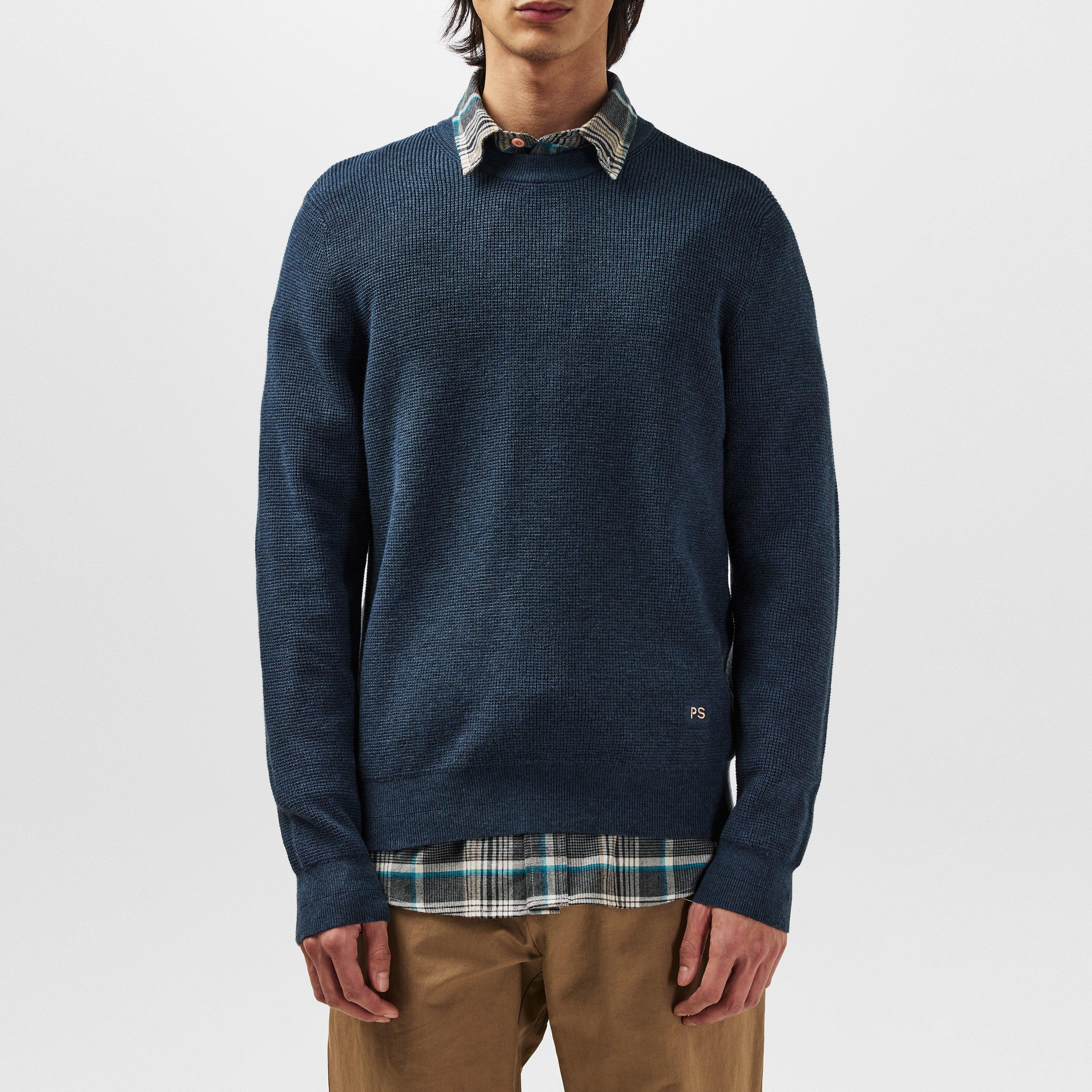 Blue 76 - PS Paul Smith - Men's Waffle Knitted Crew Neck Jumper - 3