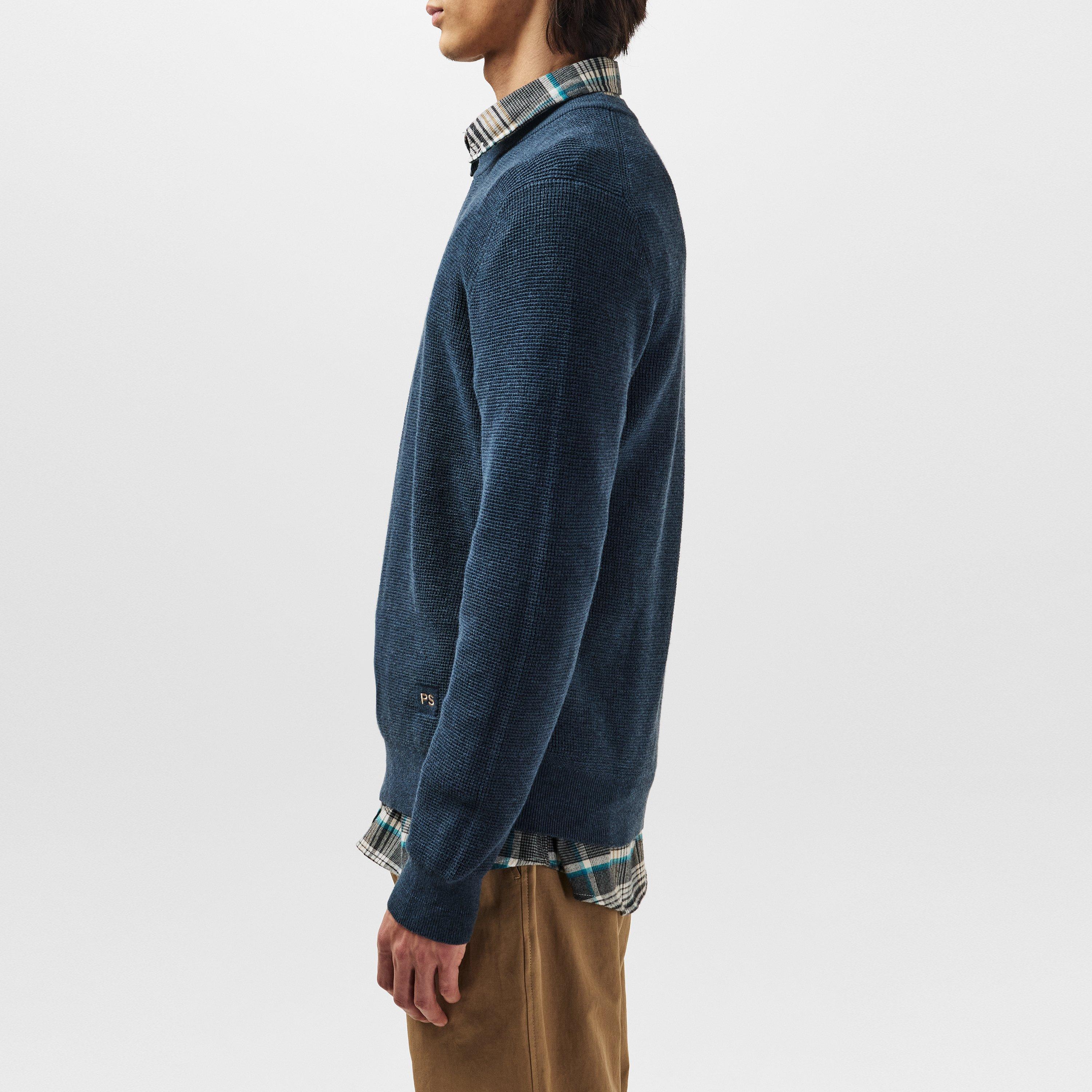 Blue 76 - PS Paul Smith - Men's Waffle Knitted Crew Neck Jumper - 5