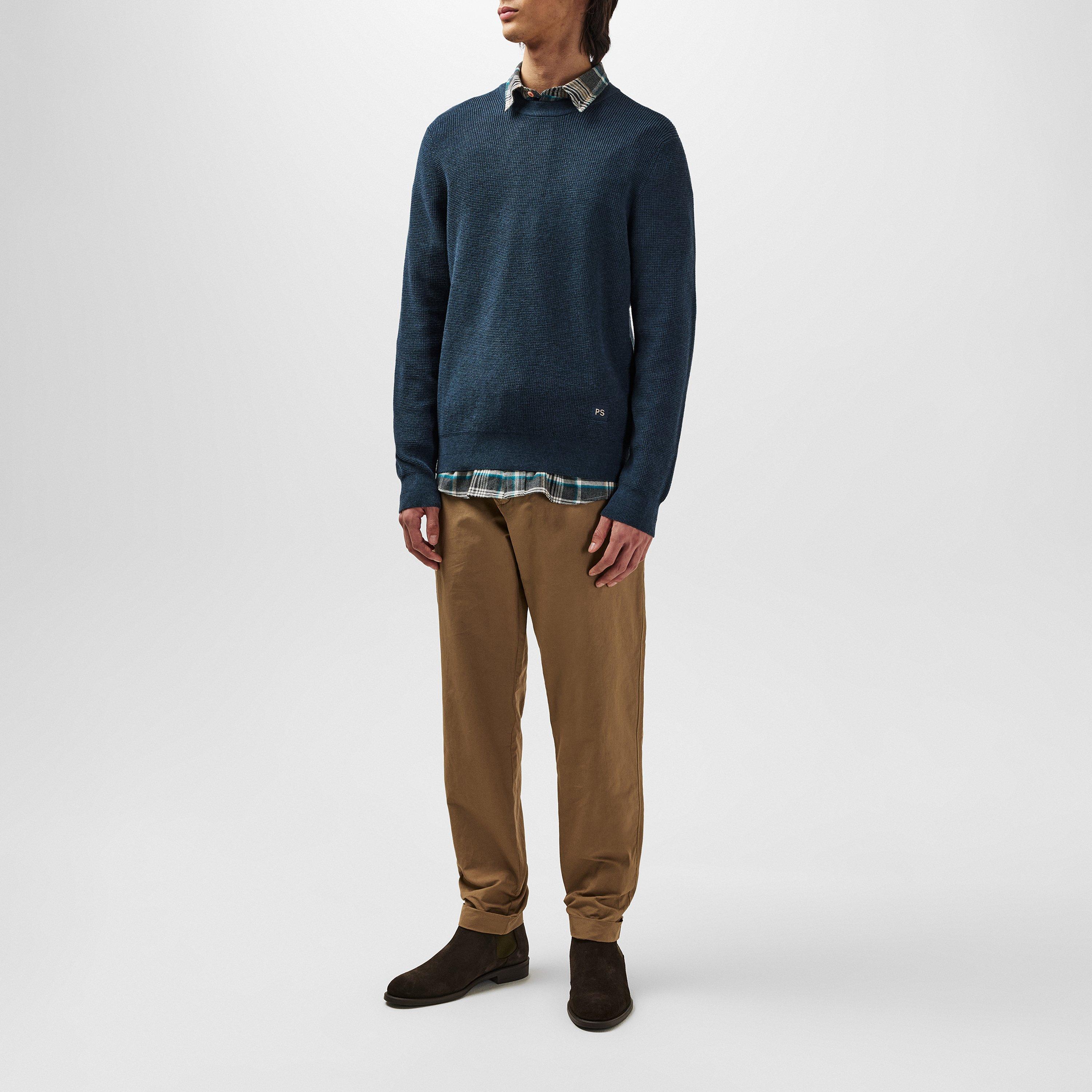 Blue 76 - PS Paul Smith - Men's Waffle Knitted Crew Neck Jumper - 6