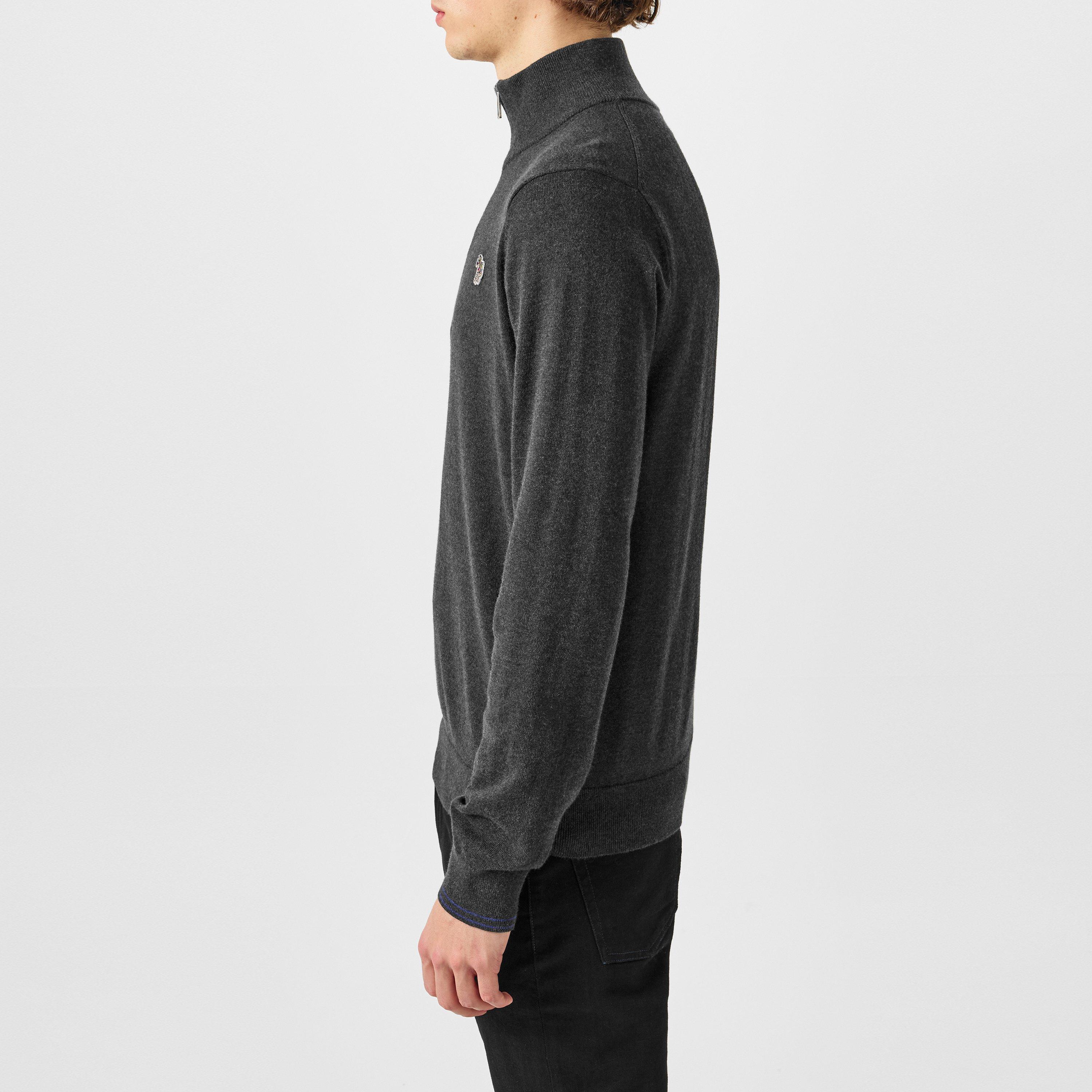 Grey 78 - PS Paul Smith - Zebra Logo 1/4 Zip Sweater - 2