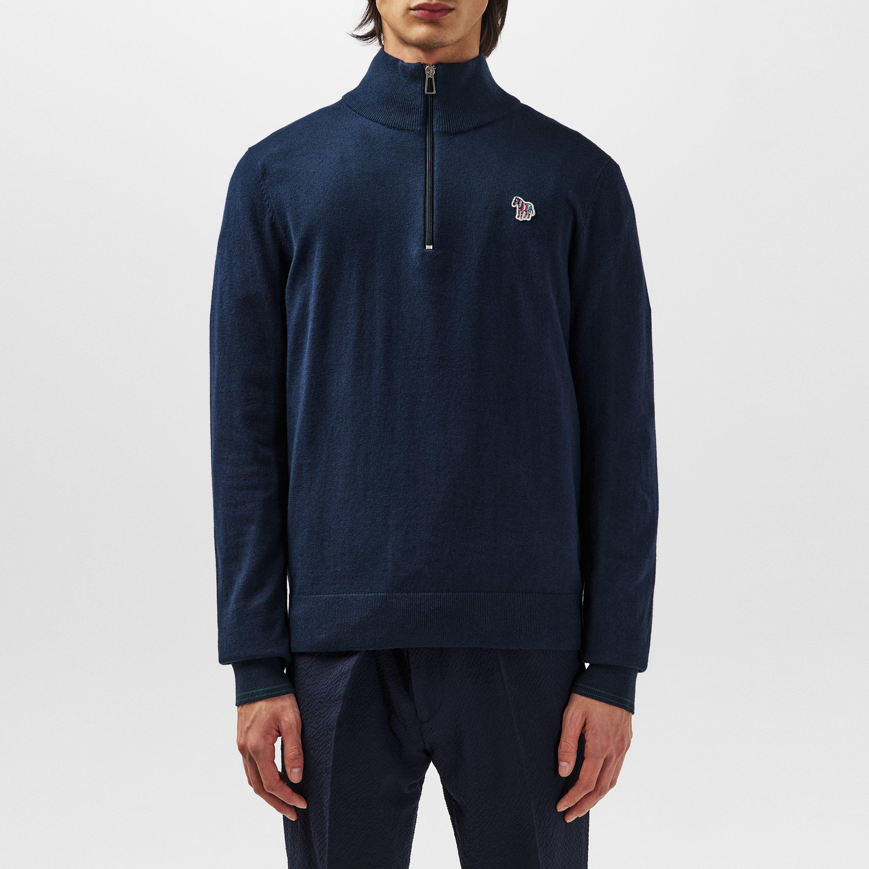 Blue 49 - PS Paul Smith - Zebra Logo 1/4 Zip Sweater - 3
