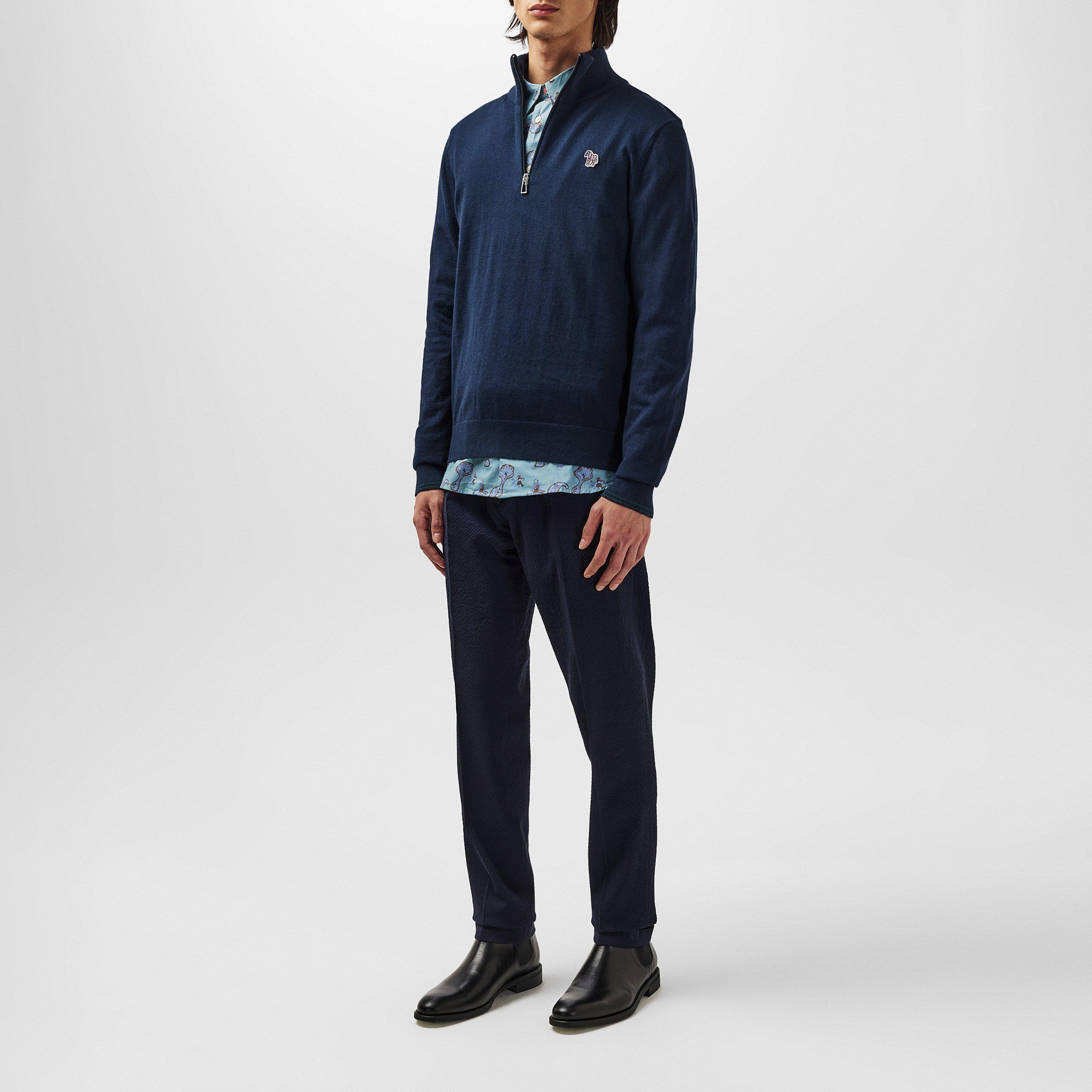 Blue 49 - PS Paul Smith - Zebra Logo 1/4 Zip Sweater - 6