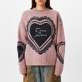 Acne Studios Heart-Print Chunky-Knit Jumper