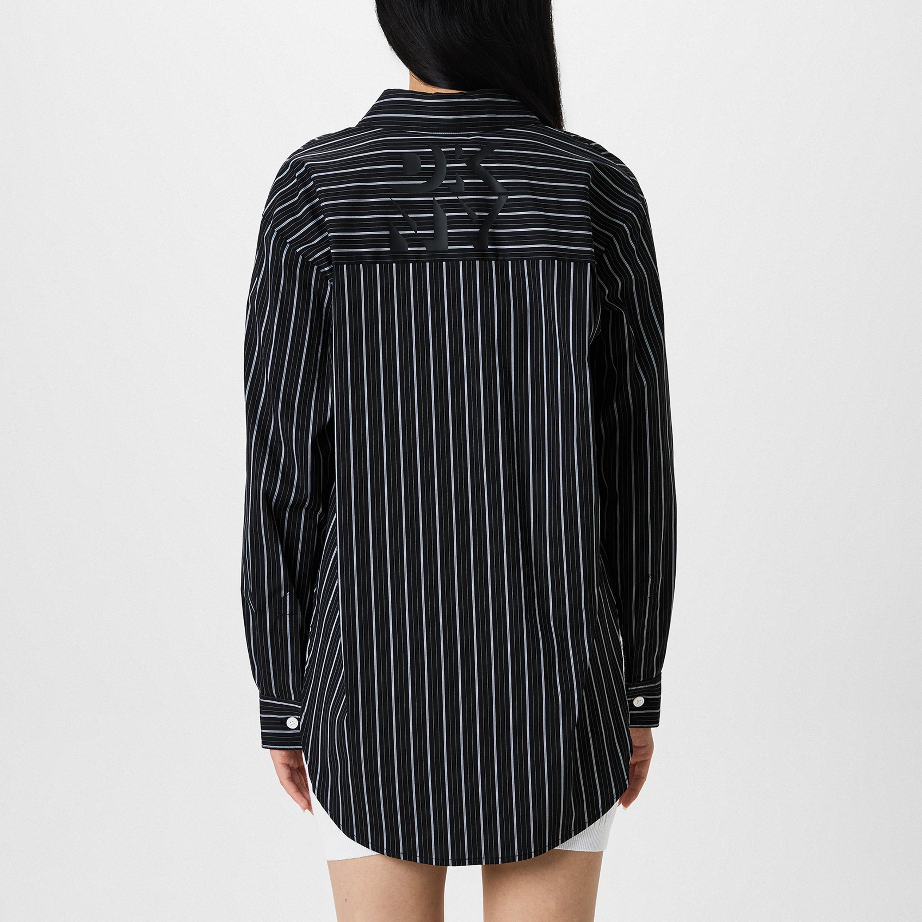 BK/GRY STRIPES - DKNY - Women's Long-Sleeve Plain Shirt - 3