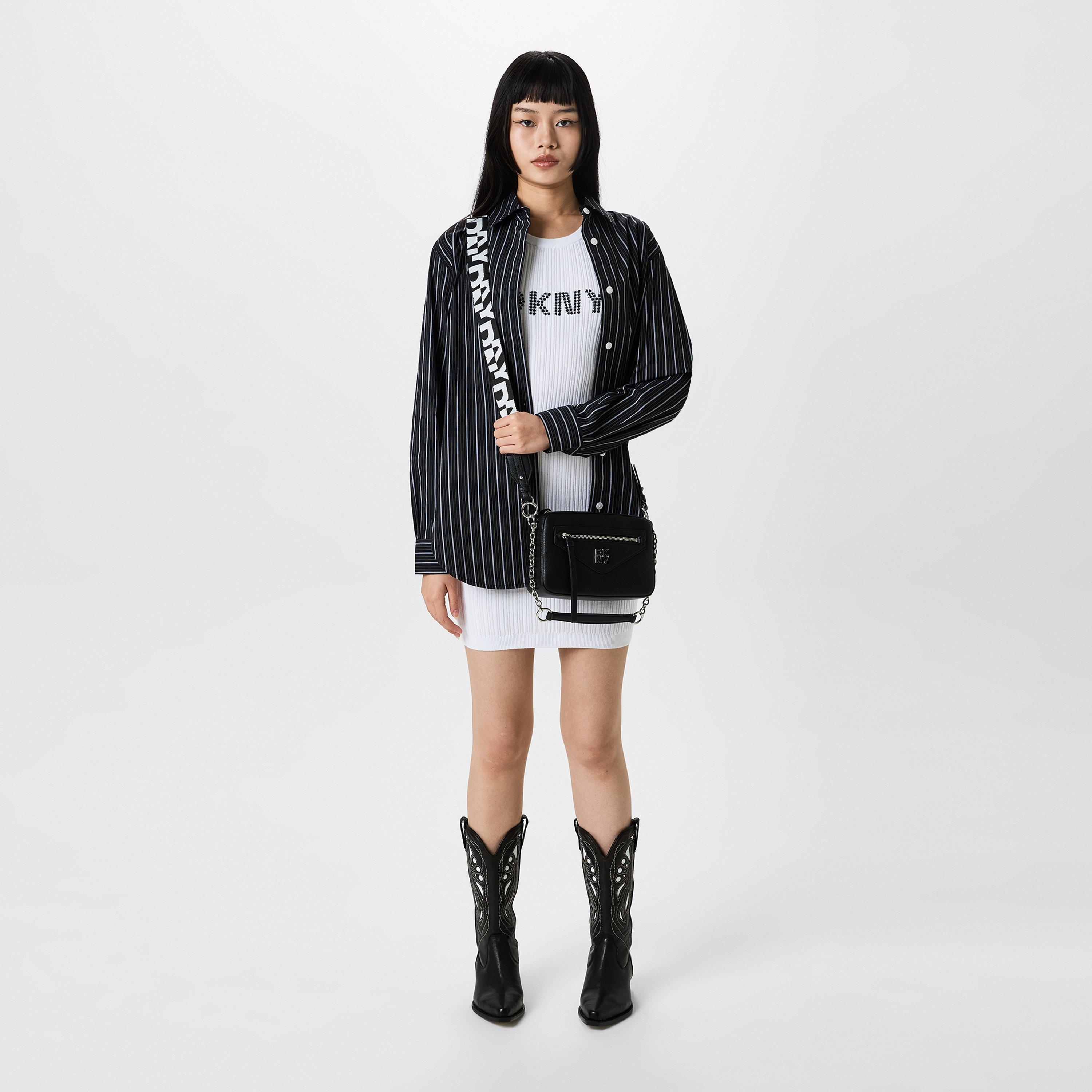 BK/GRY STRIPES - DKNY - Women's Long-Sleeve Plain Shirt - 4