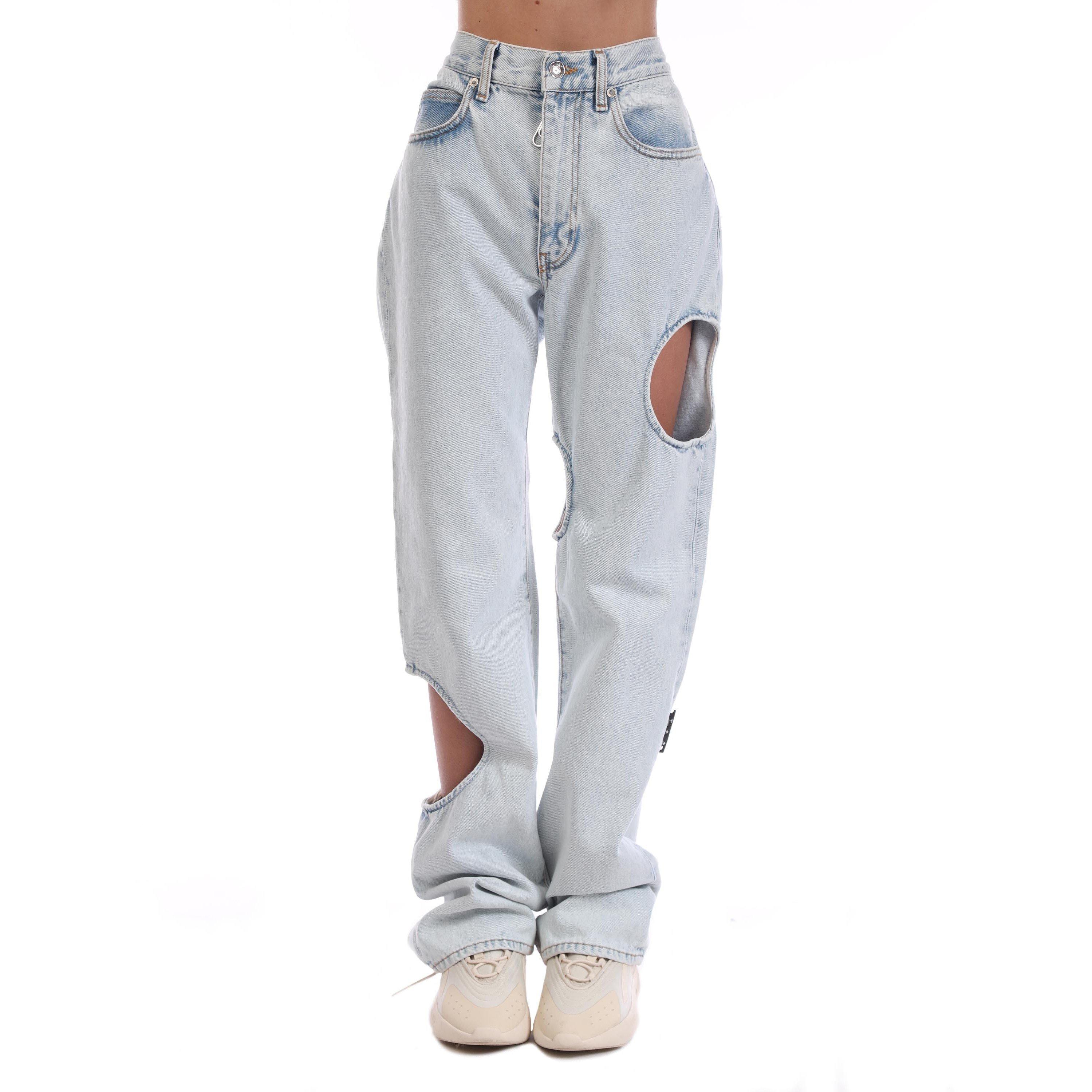 Light Blue - Off White - Meteor Cool Baggy Jeans - 1