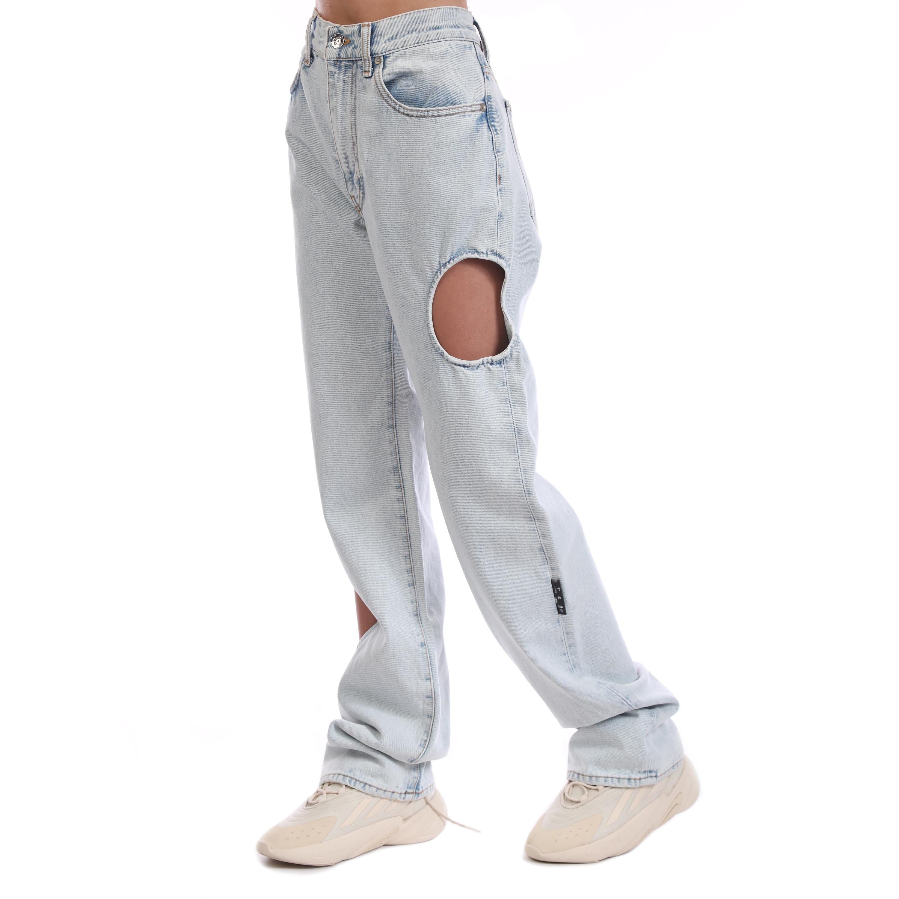 Light Blue - Off White - Meteor Cool Baggy Jeans - 2