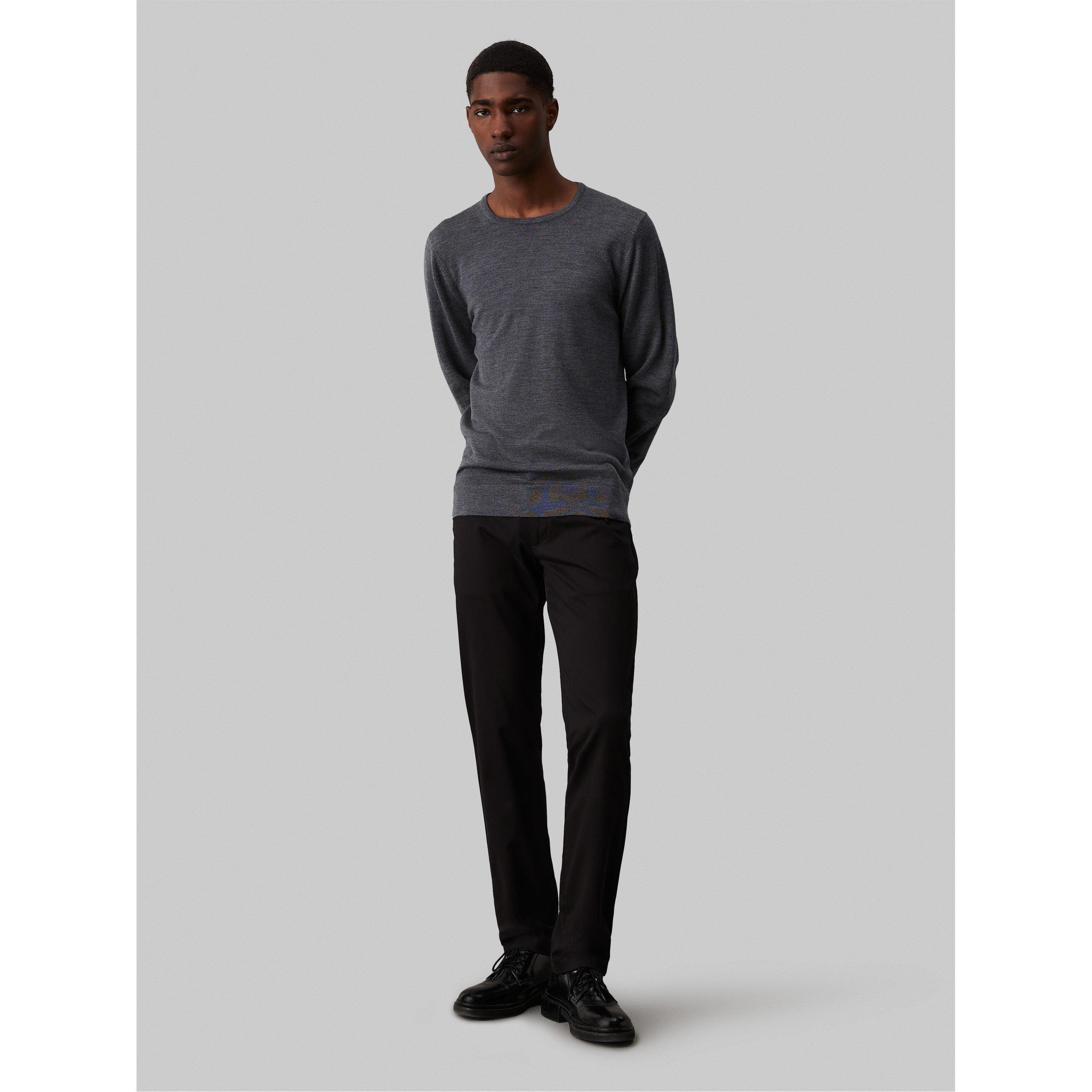 Grey Heather - Calvin Klein - Merino Crew Neck  Pullover sweater - 6