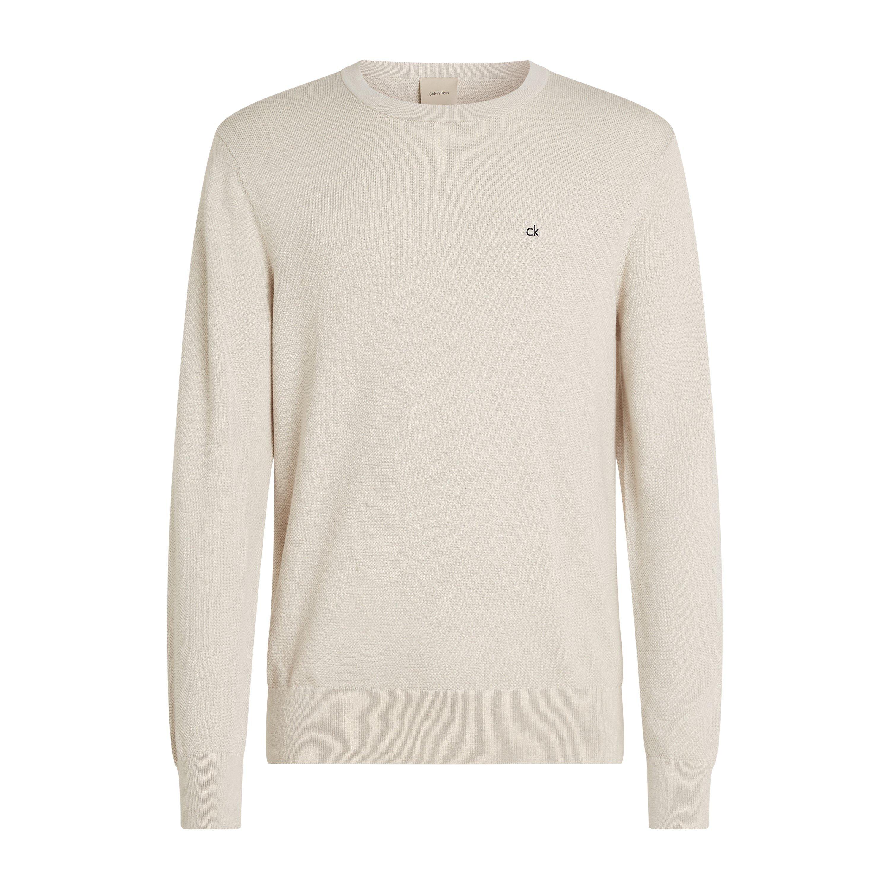 Stony Beige - Calvin Klein - MICRO PIQUE STRUCTURE SWEATER - 5
