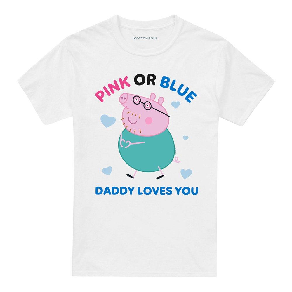 White - Hasbro - Peppa Pig Pink Or Blue Daddy Pig Loves You T Shirt - 4