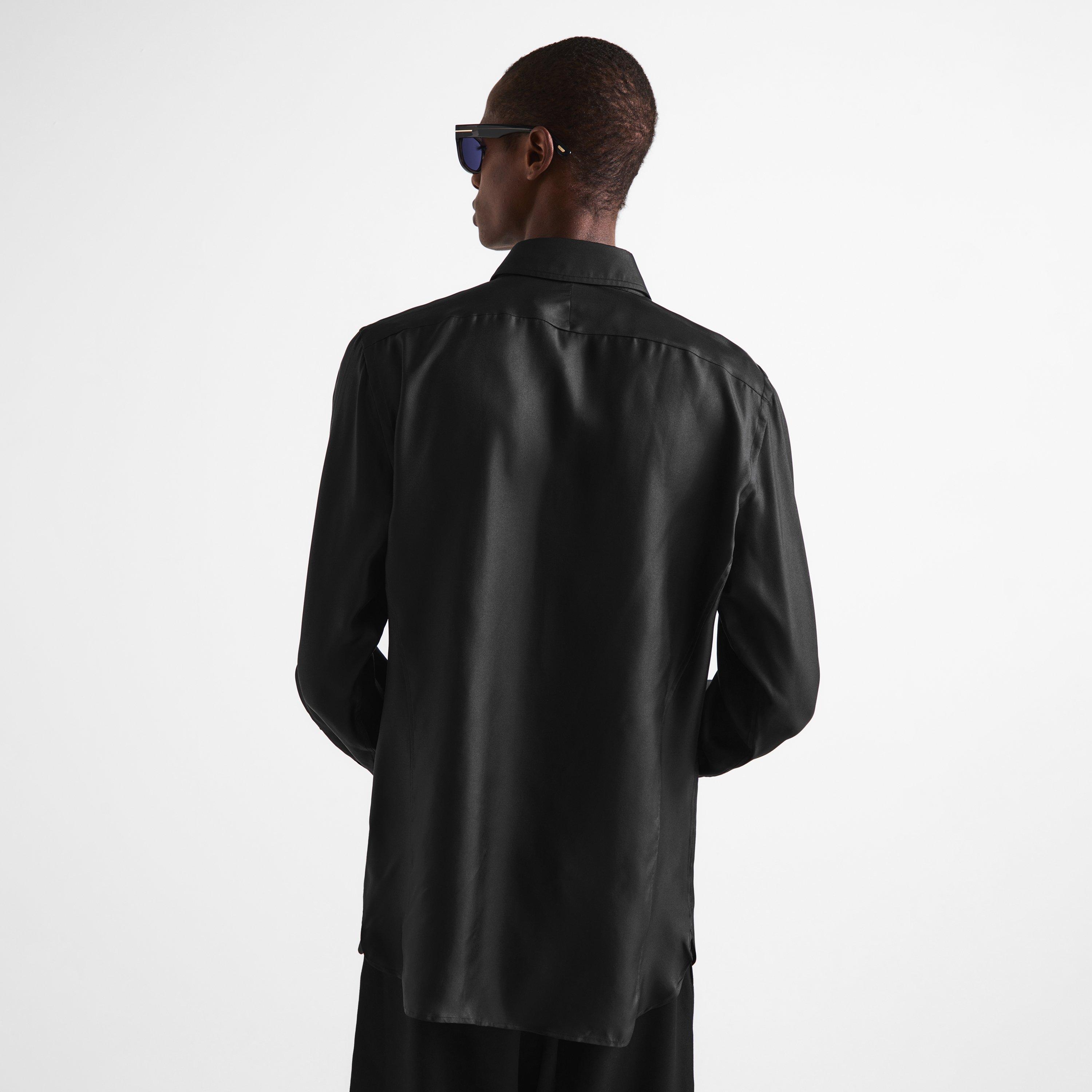 Black - Tom Ford - Men's Twill Long-Sleeve Plain Shirt - 4